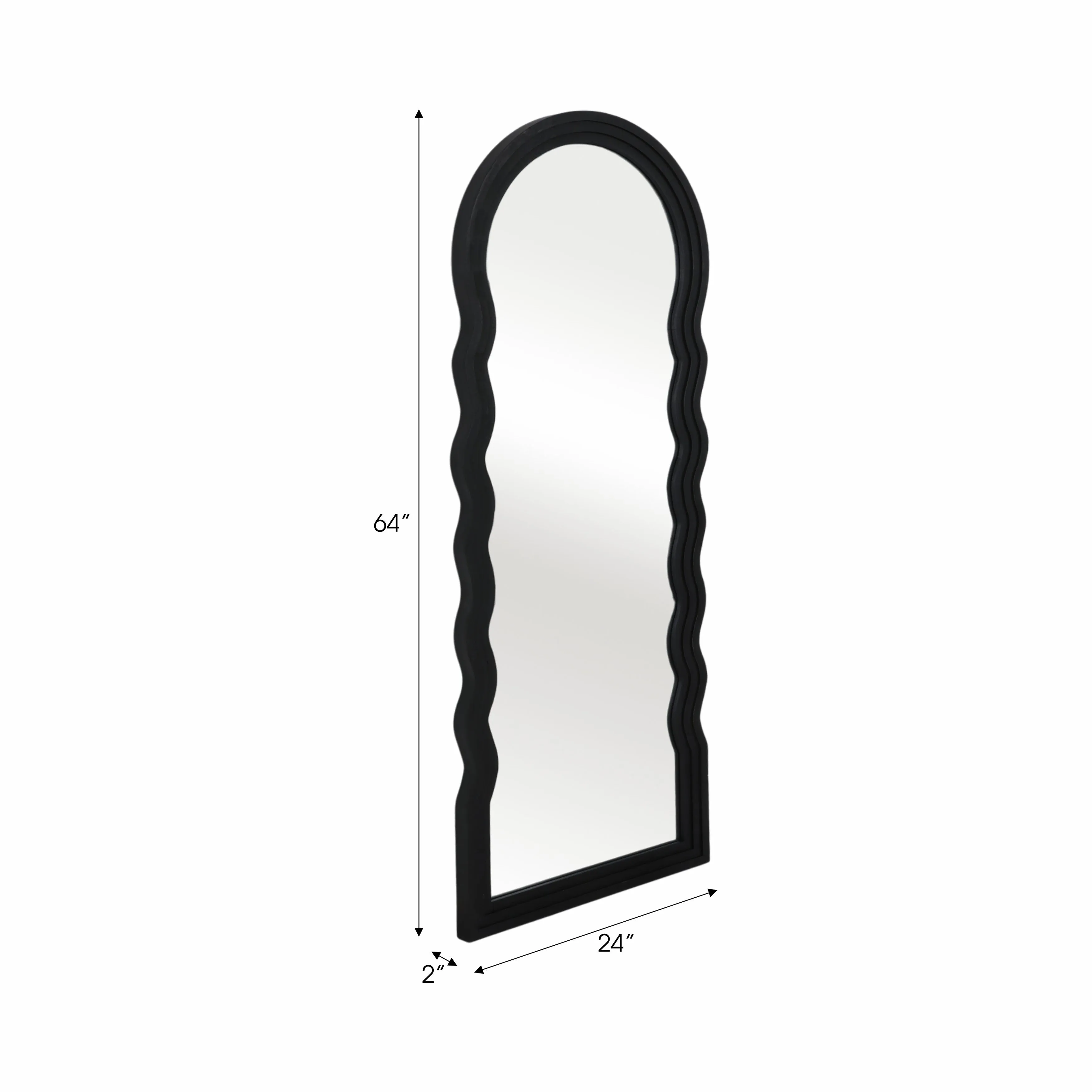 24x64 Layered Curvy Leaner Mirror, Black