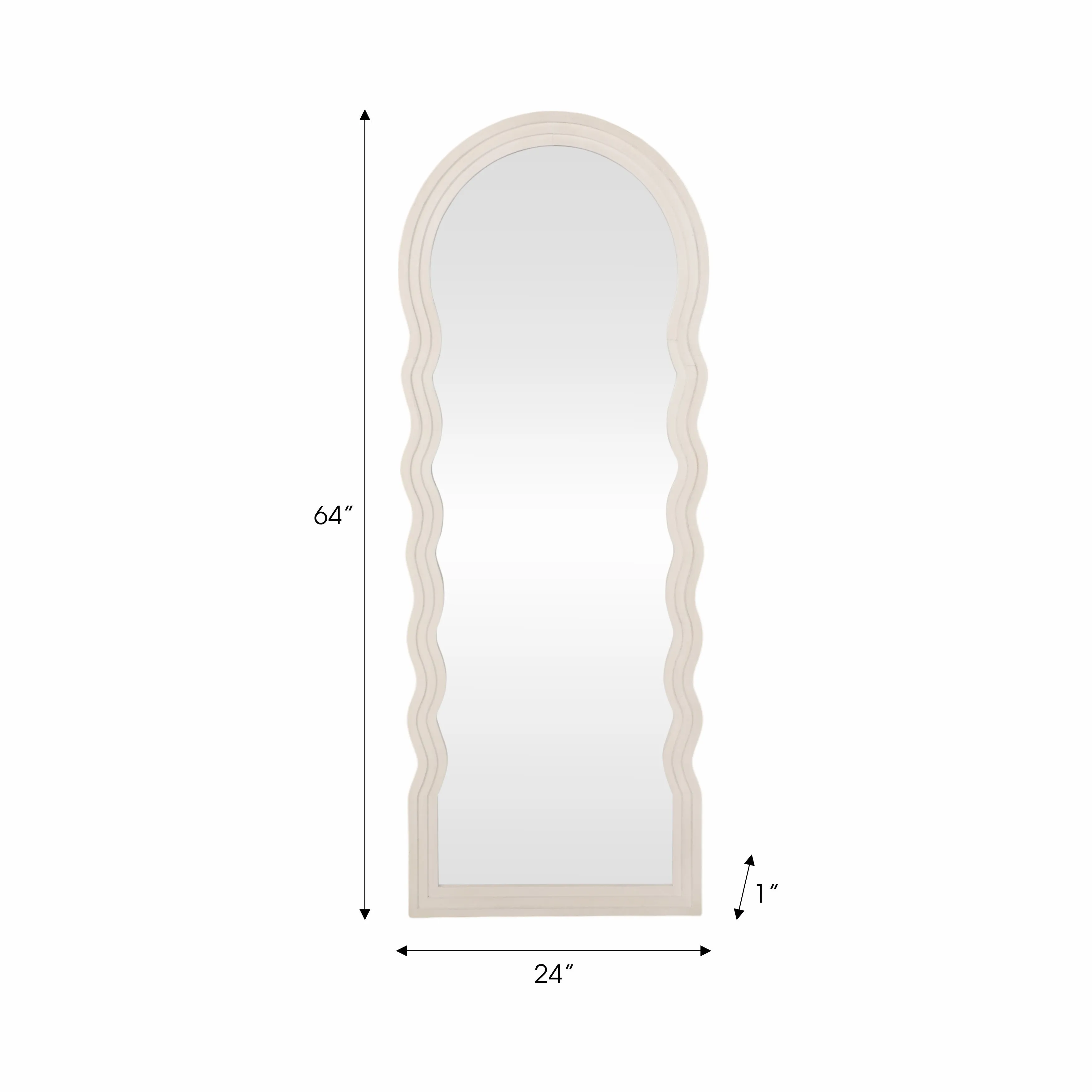 24x64 Layered Curvy Leaner Mirror, White