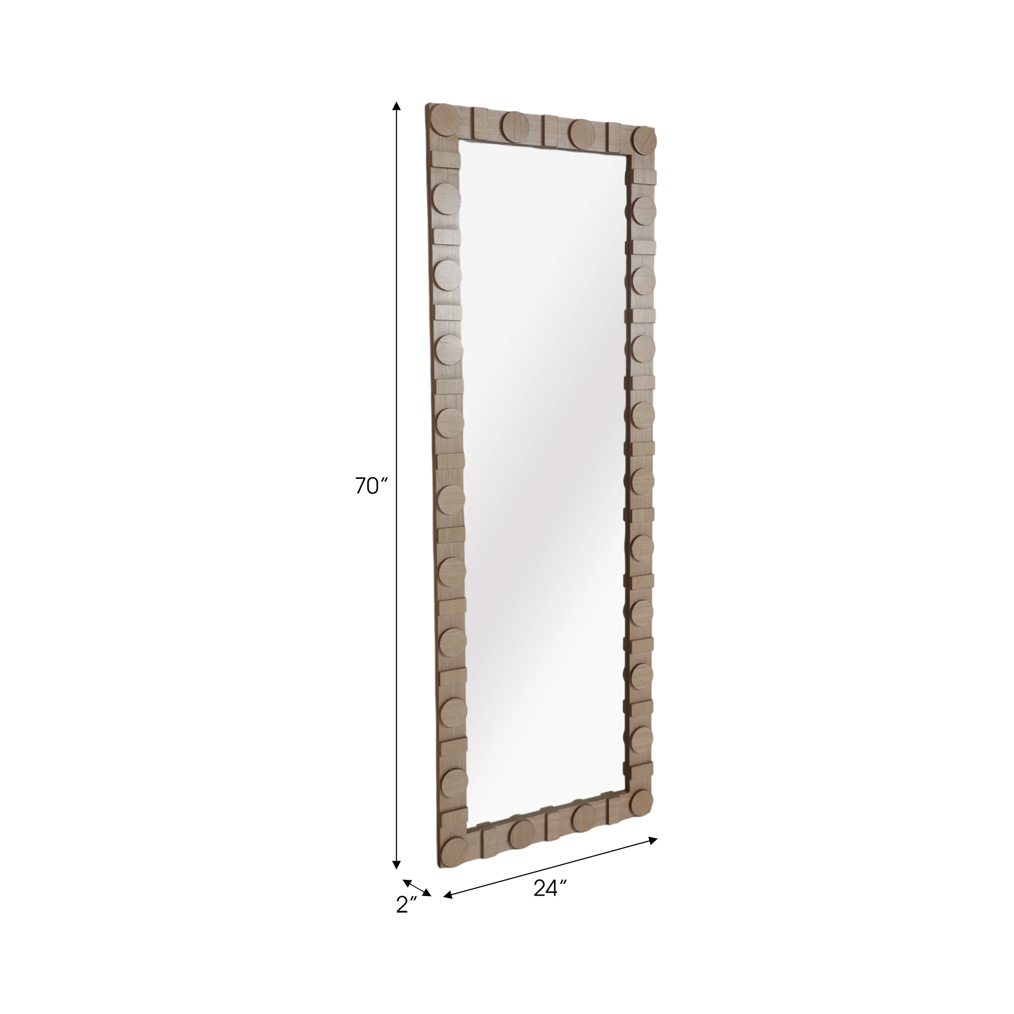 24x70 Rectange Leaner Mirror W/ Circle Details, Bl