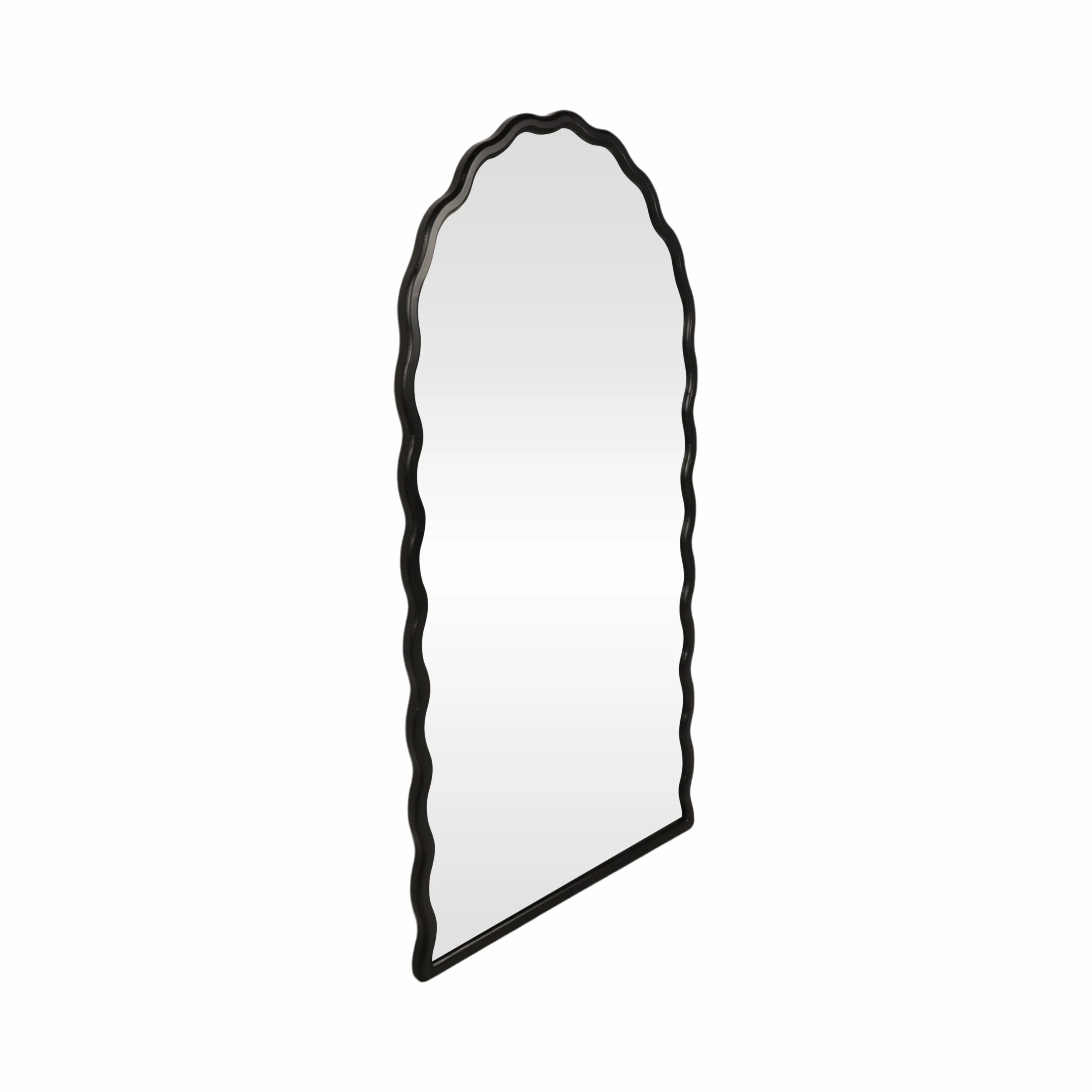 31x59" Wavy Leaner Mirror, Black