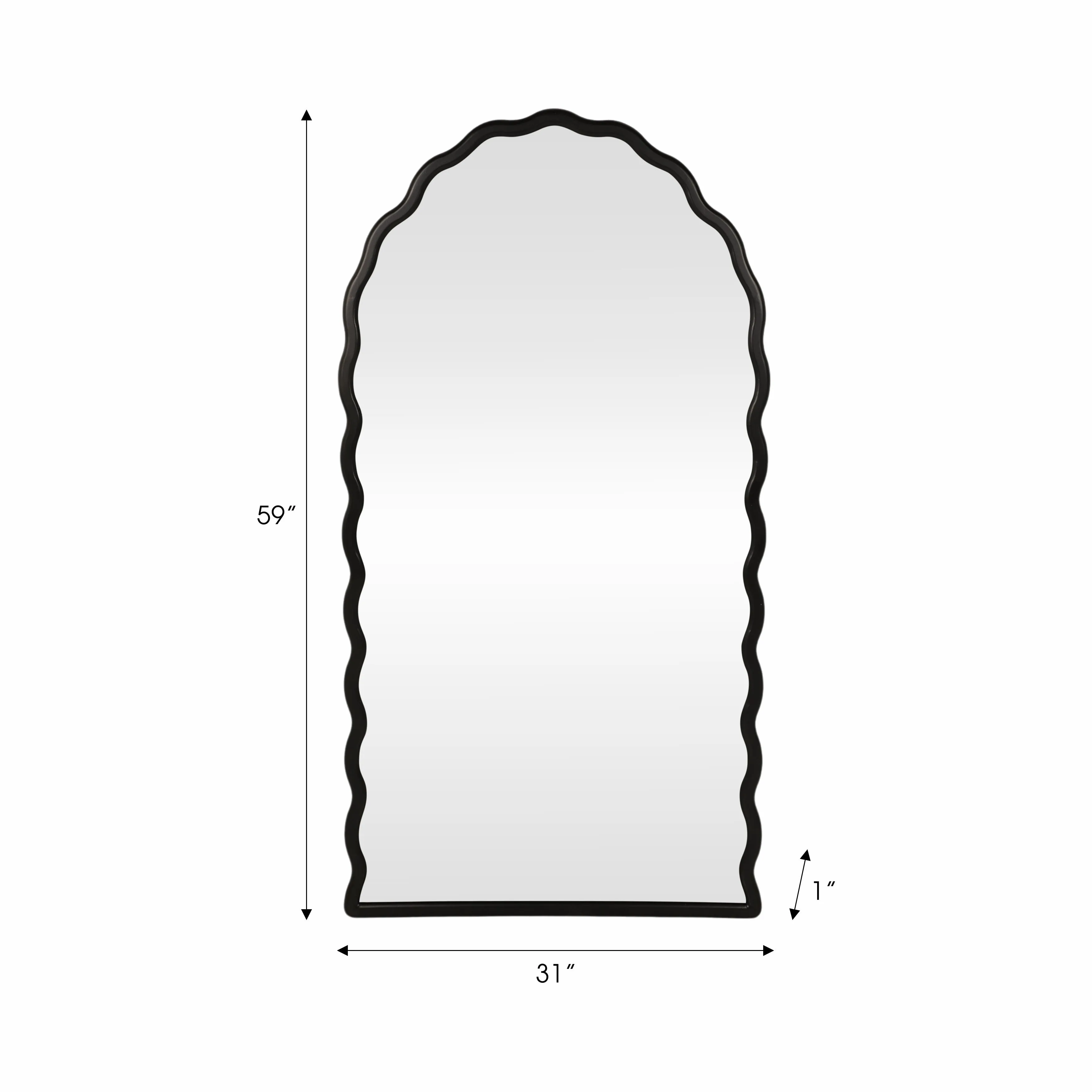 31x59" Wavy Leaner Mirror, Black