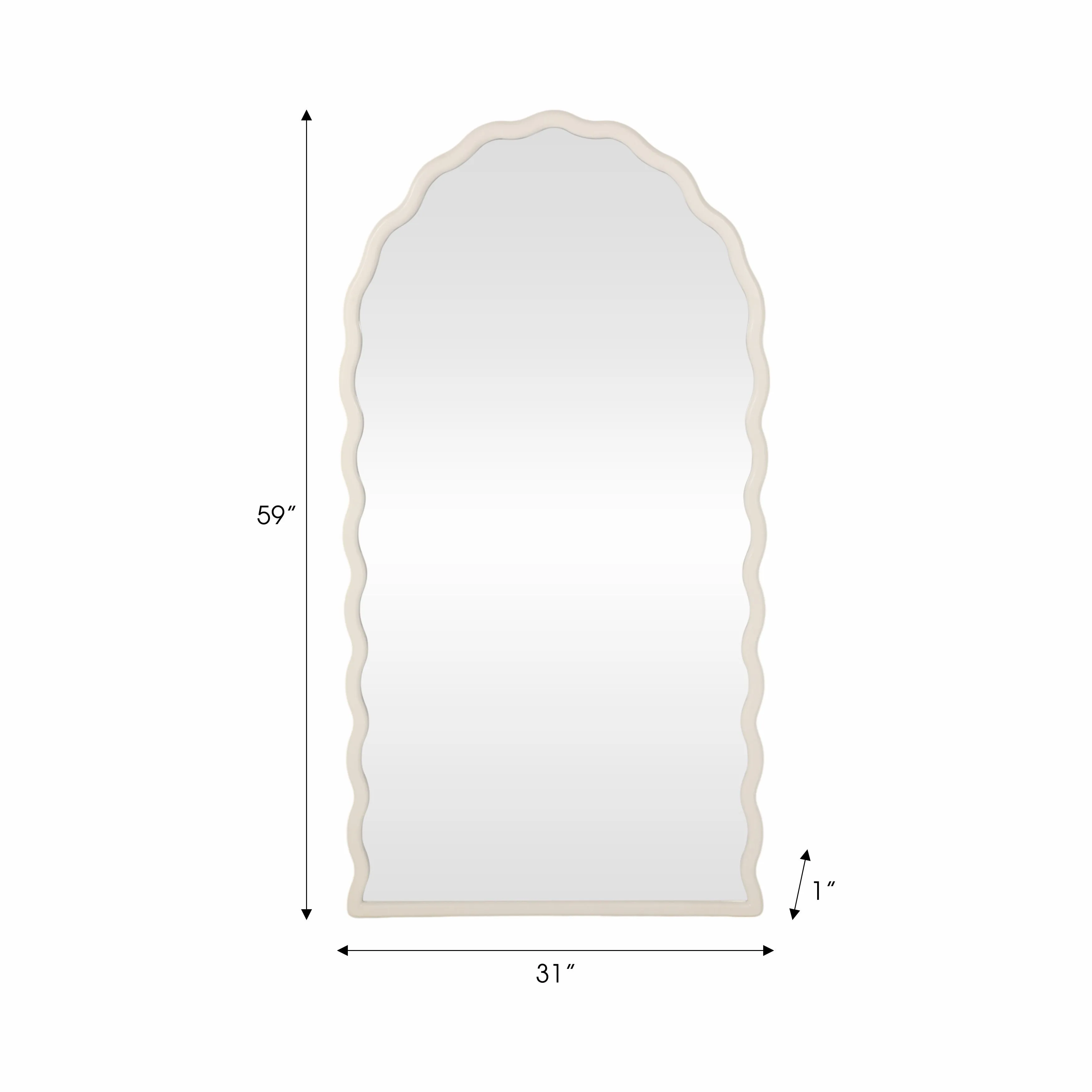 31x59" Wavy Leaner Mirror, White