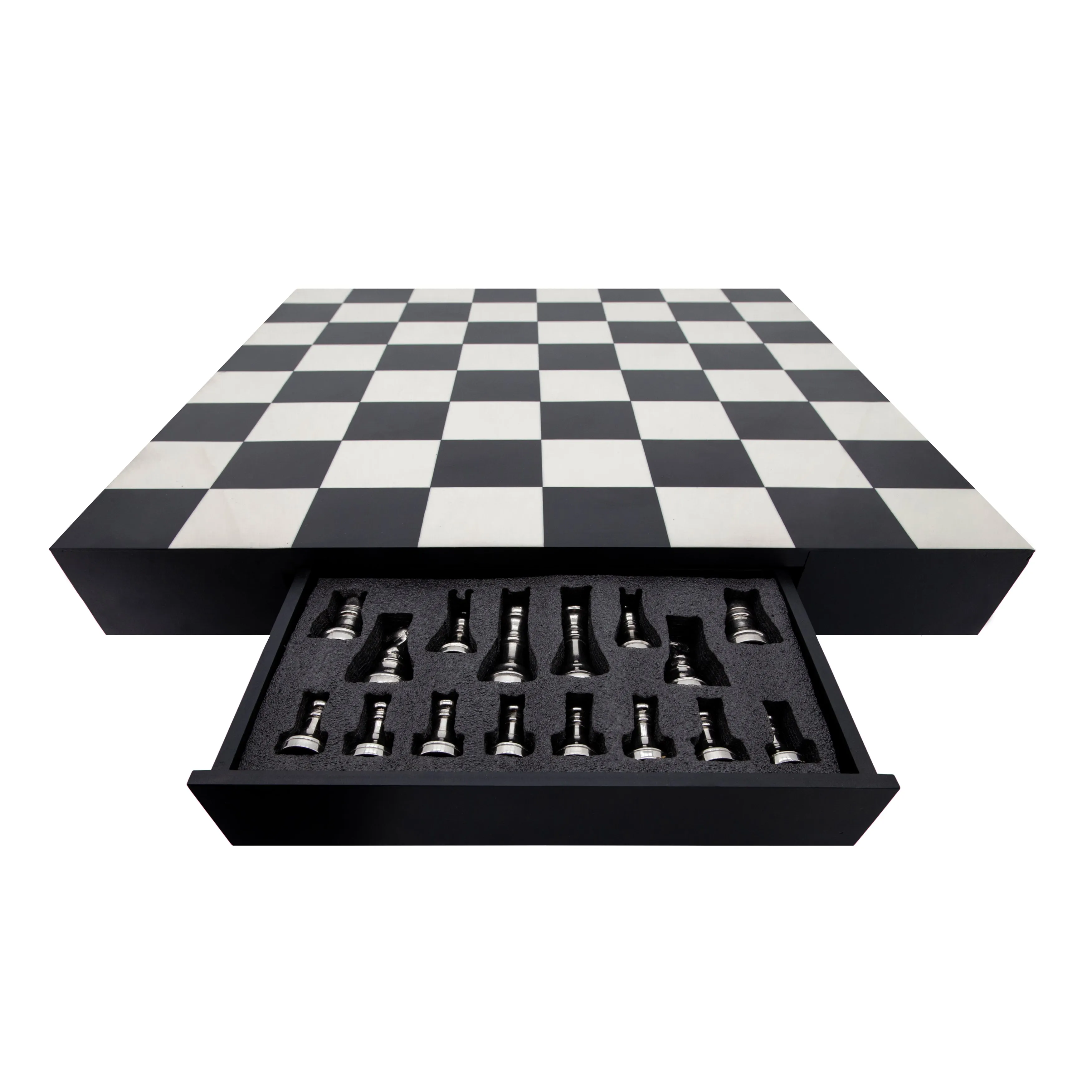 32X32 RESIN CHESS SET, BLACK/WHITE