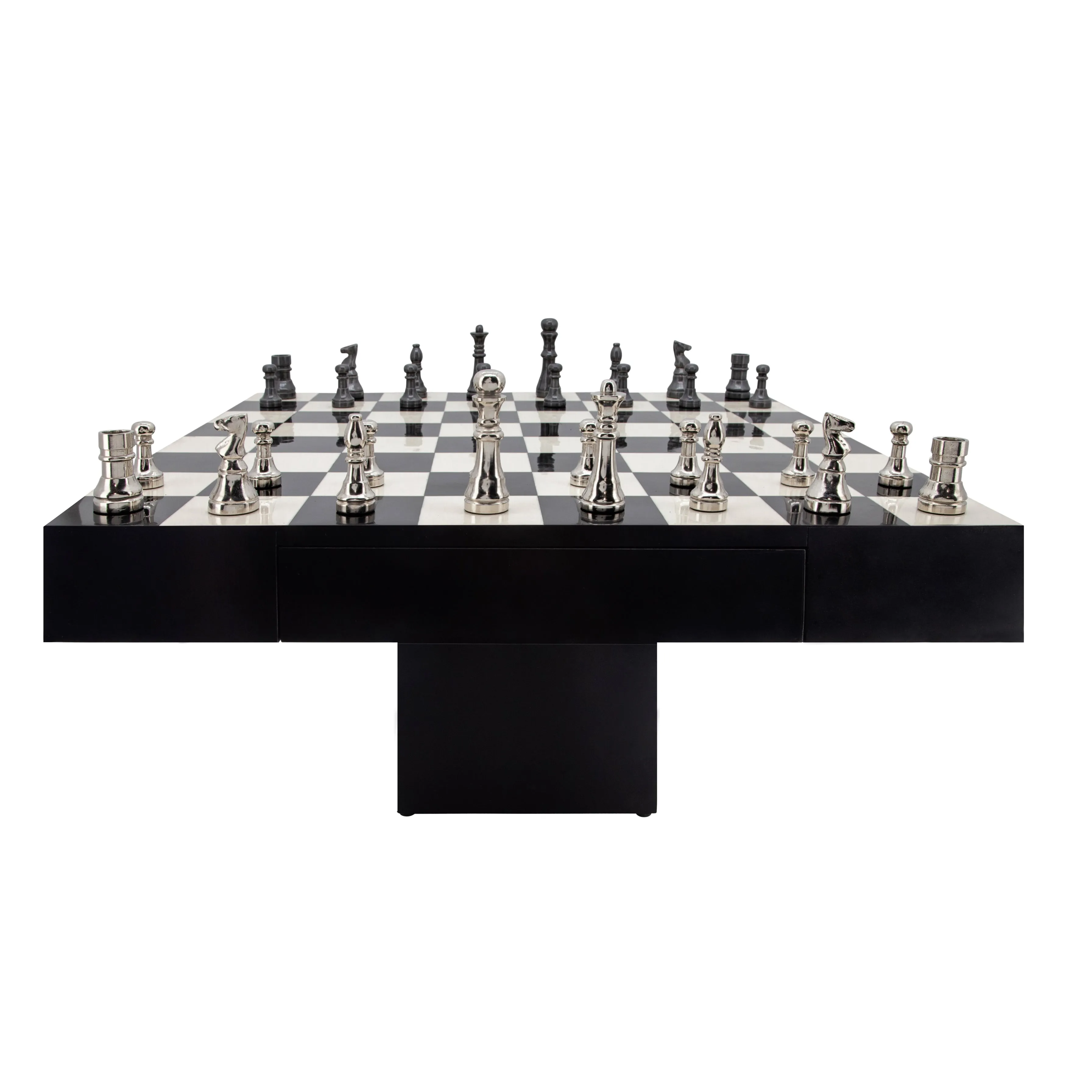 32X32 RESIN CHESS SET, BLACK/WHITE