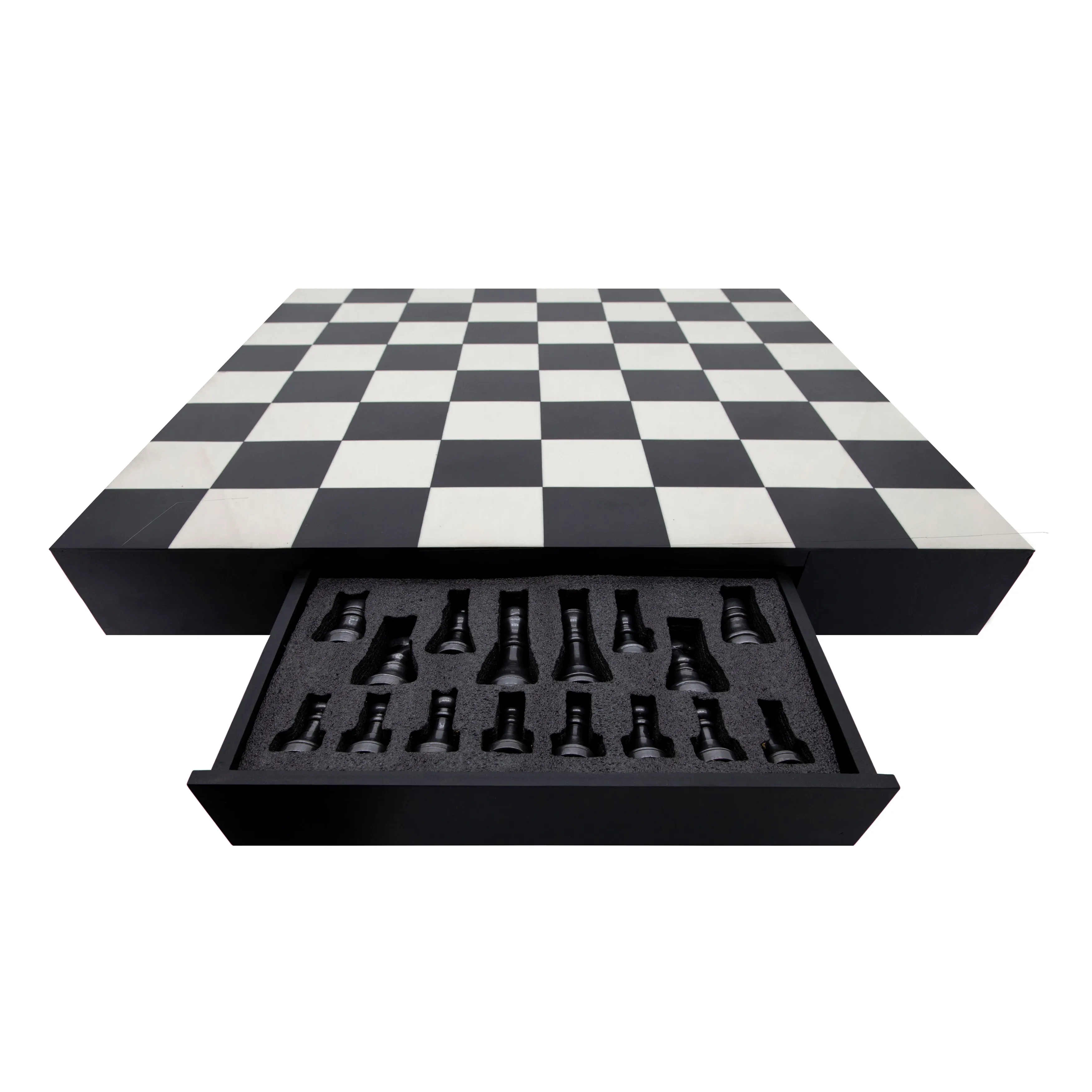 32X32 RESIN CHESS SET, BLACK/WHITE