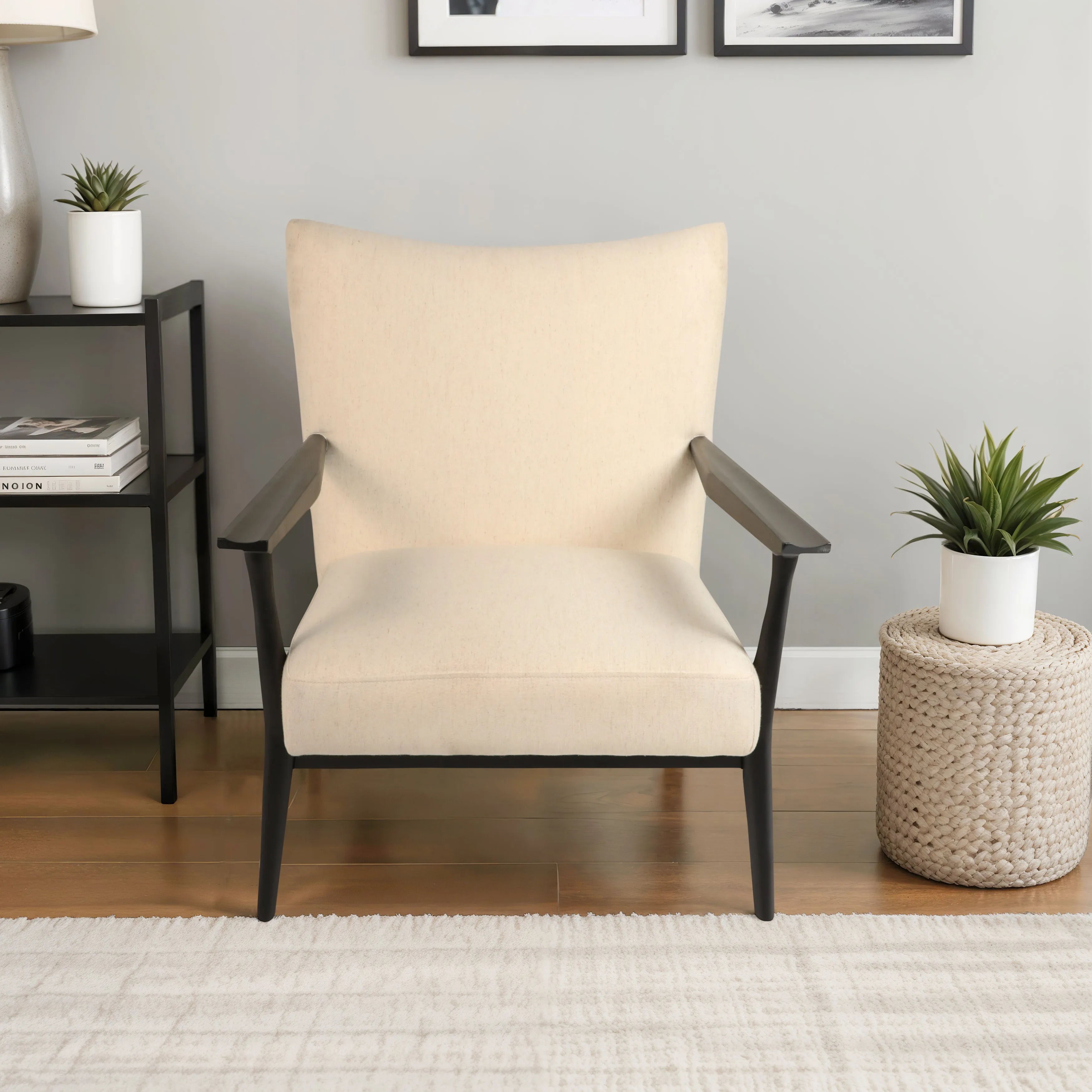33" Cardoso Accent Chair, White/black