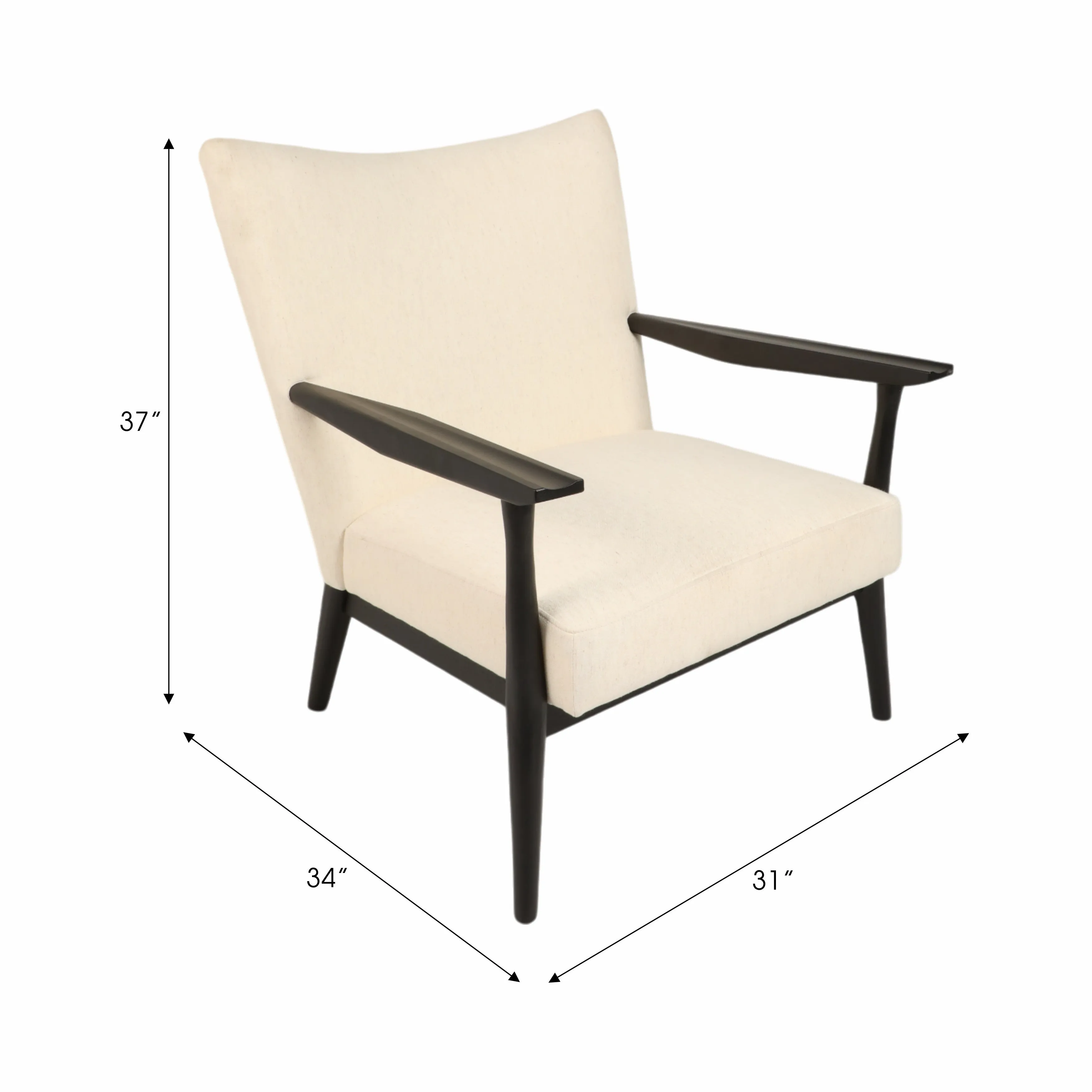 33" Cardoso Accent Chair, White/black