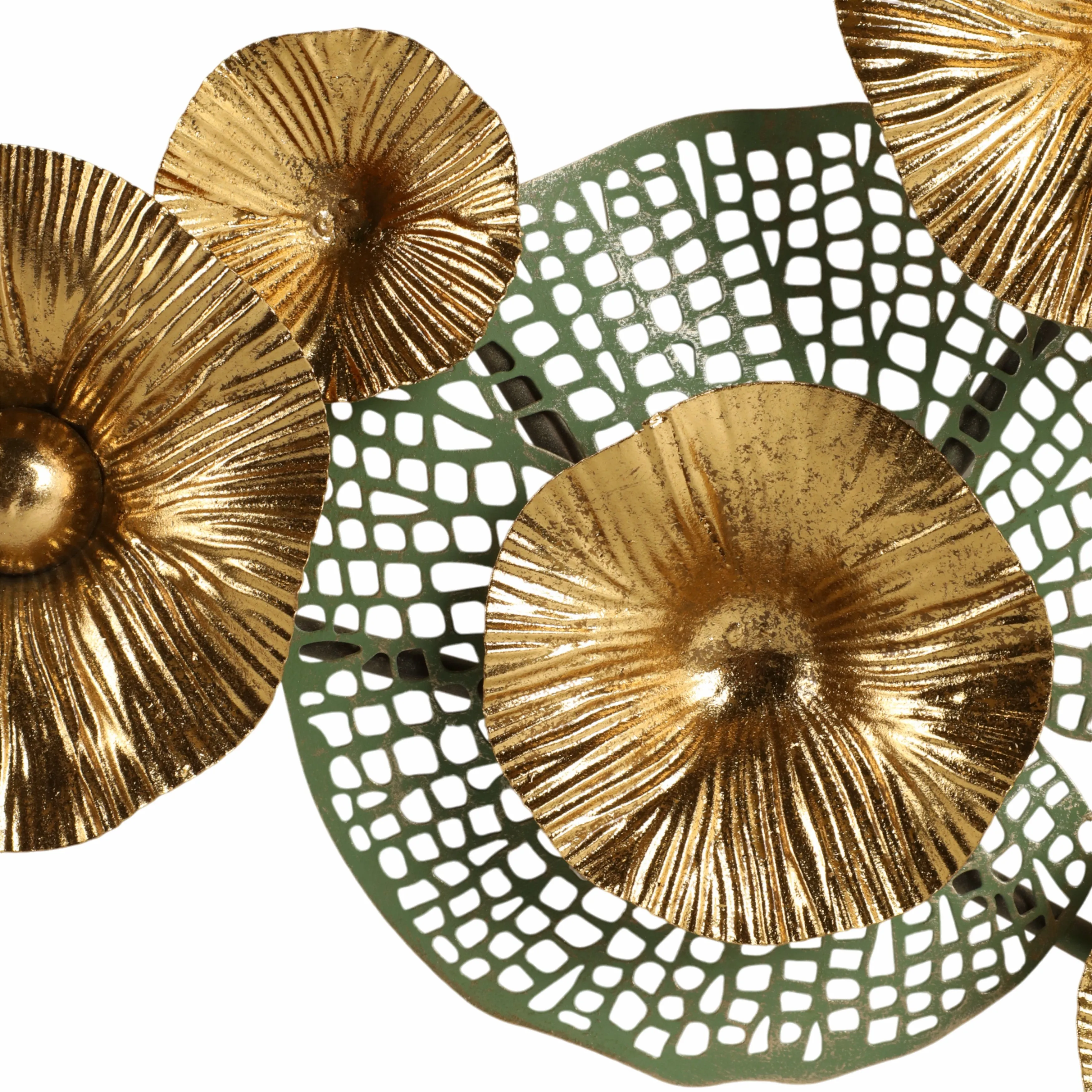 35" Pierced Lilypad Metal Wall D?cor, Seafoam/gold