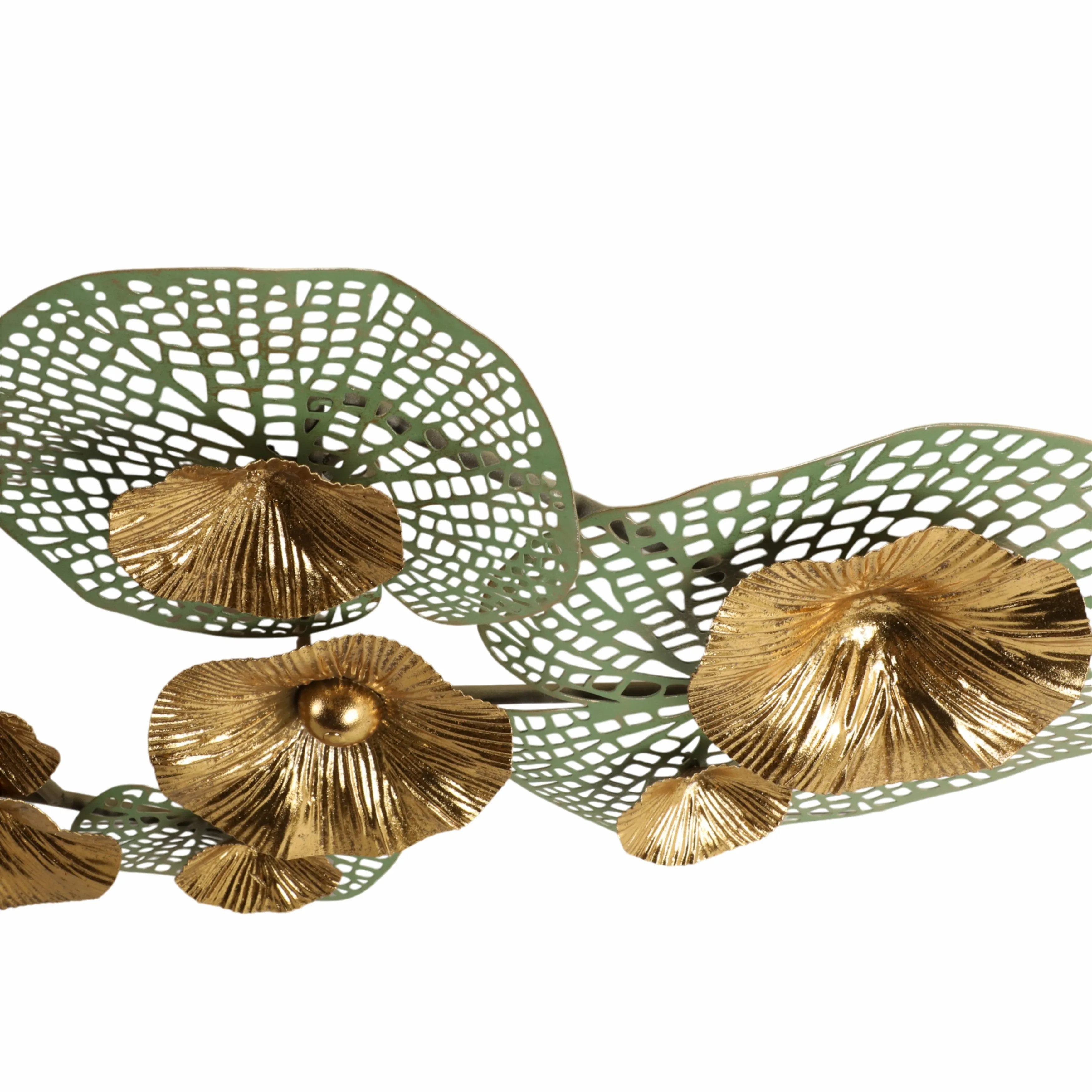 35" Pierced Lilypad Metal Wall D?cor, Seafoam/gold