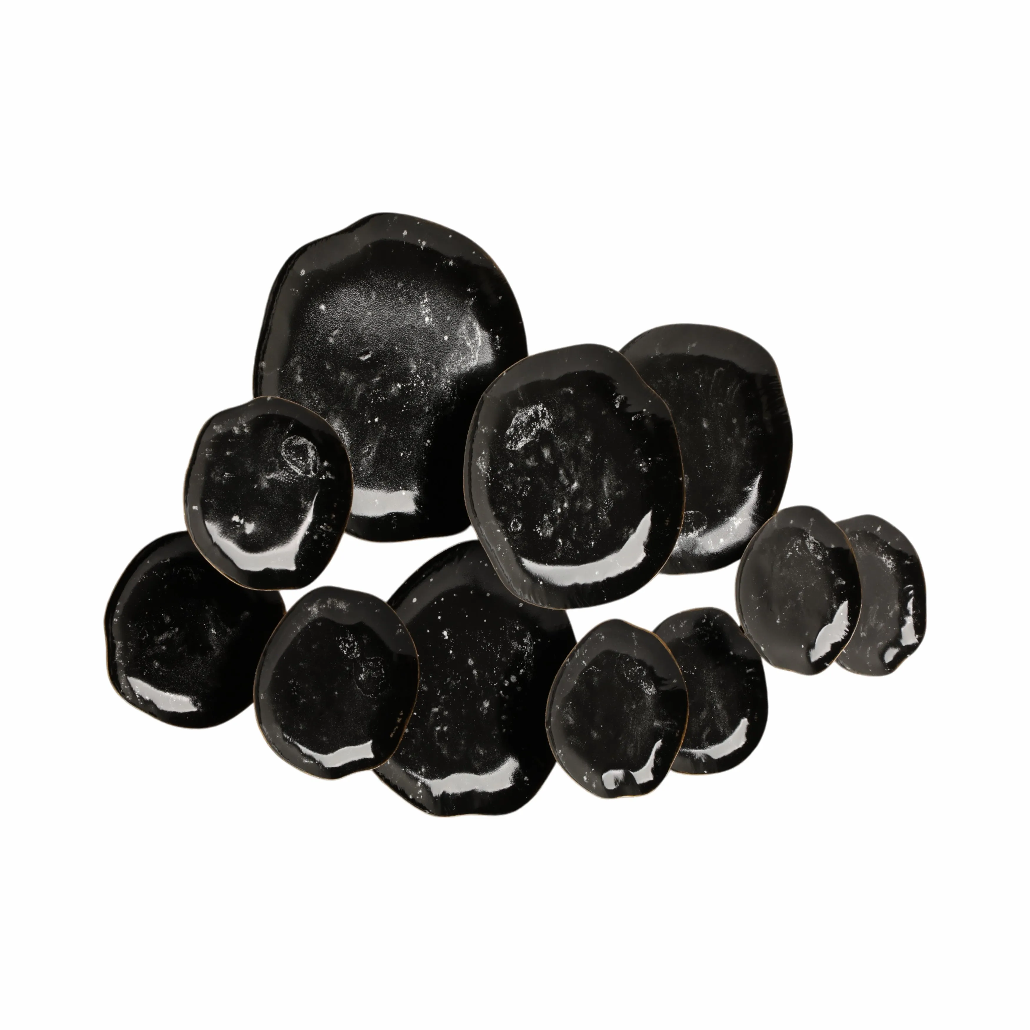36" Gold Rimmed Discs Metal Wall D?cor, Black/gold