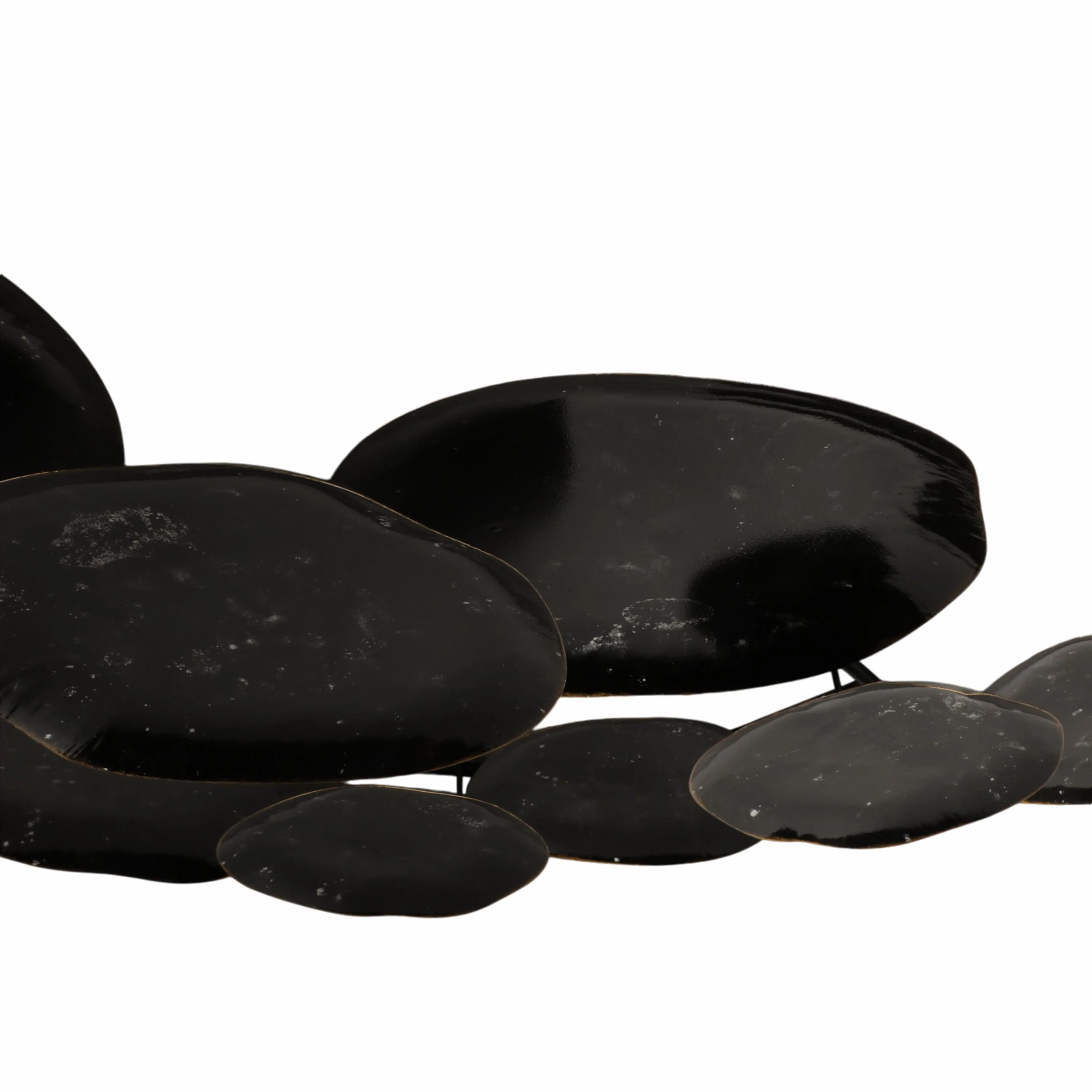 36" Gold Rimmed Discs Metal Wall D?cor, Black/gold