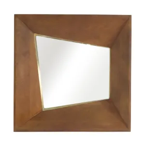36x36" Hallox Carved Wood Mirror