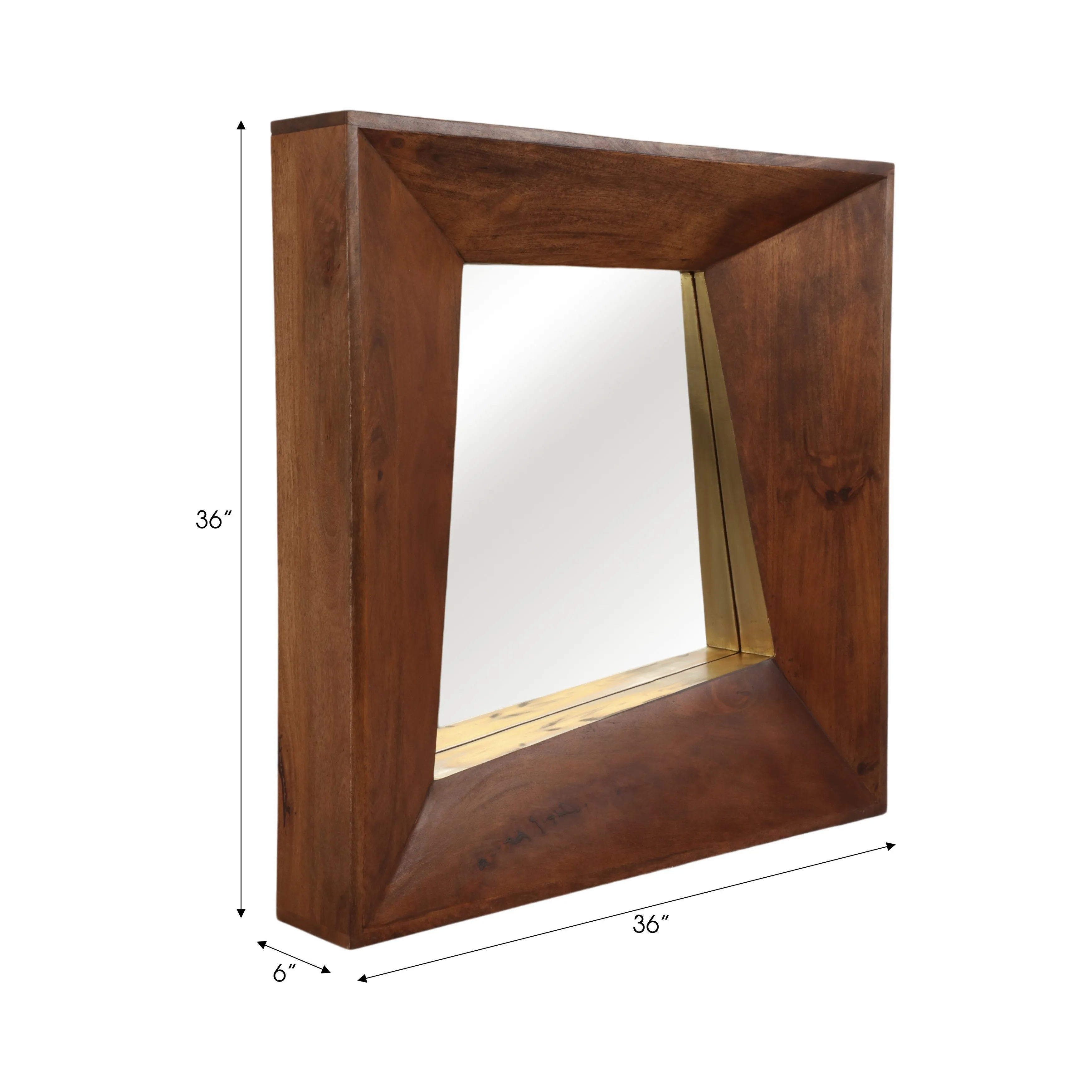 36x36" Hallox Carved Wood Mirror