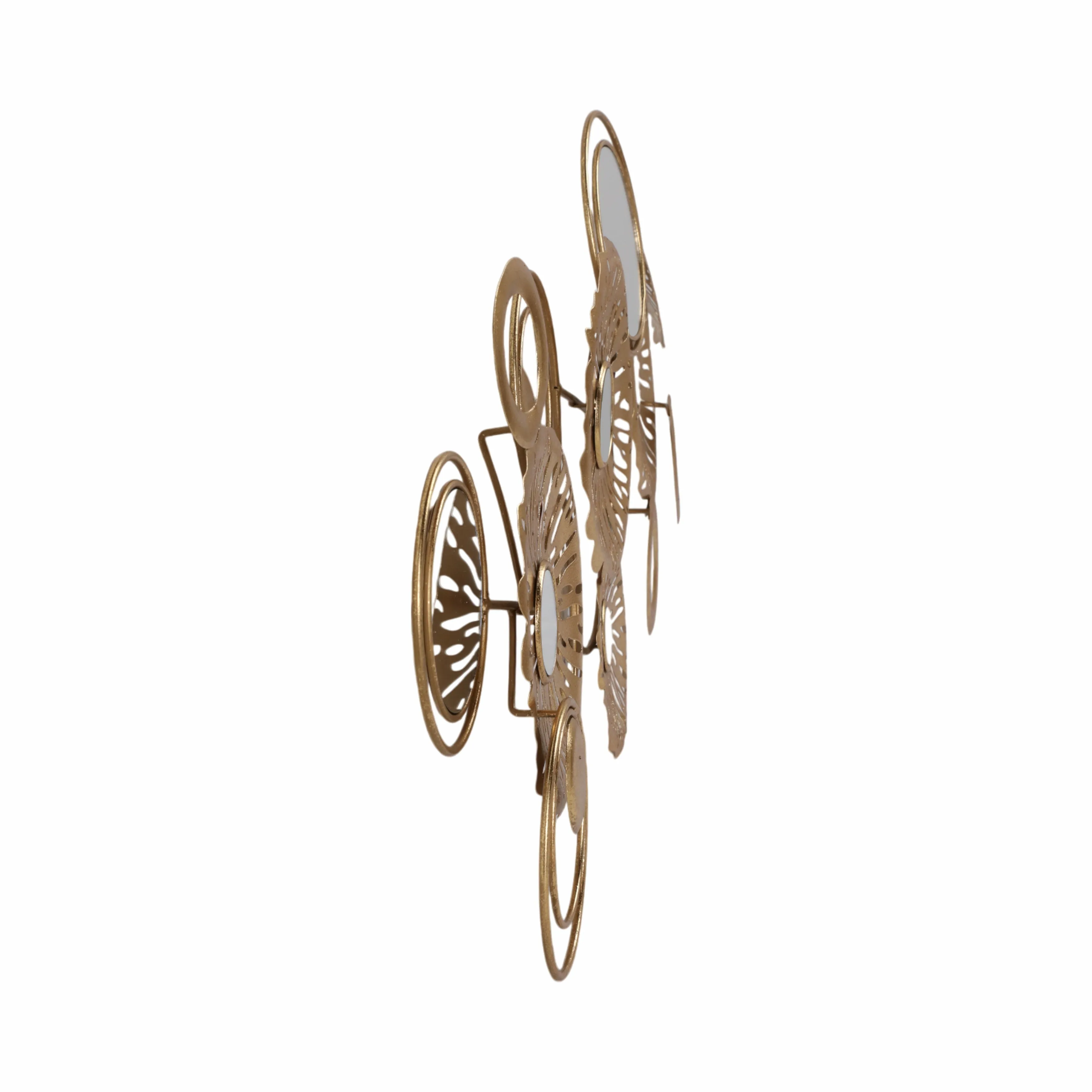 39" Pierced Discs W/ Mirrors Metal Wall, Gold