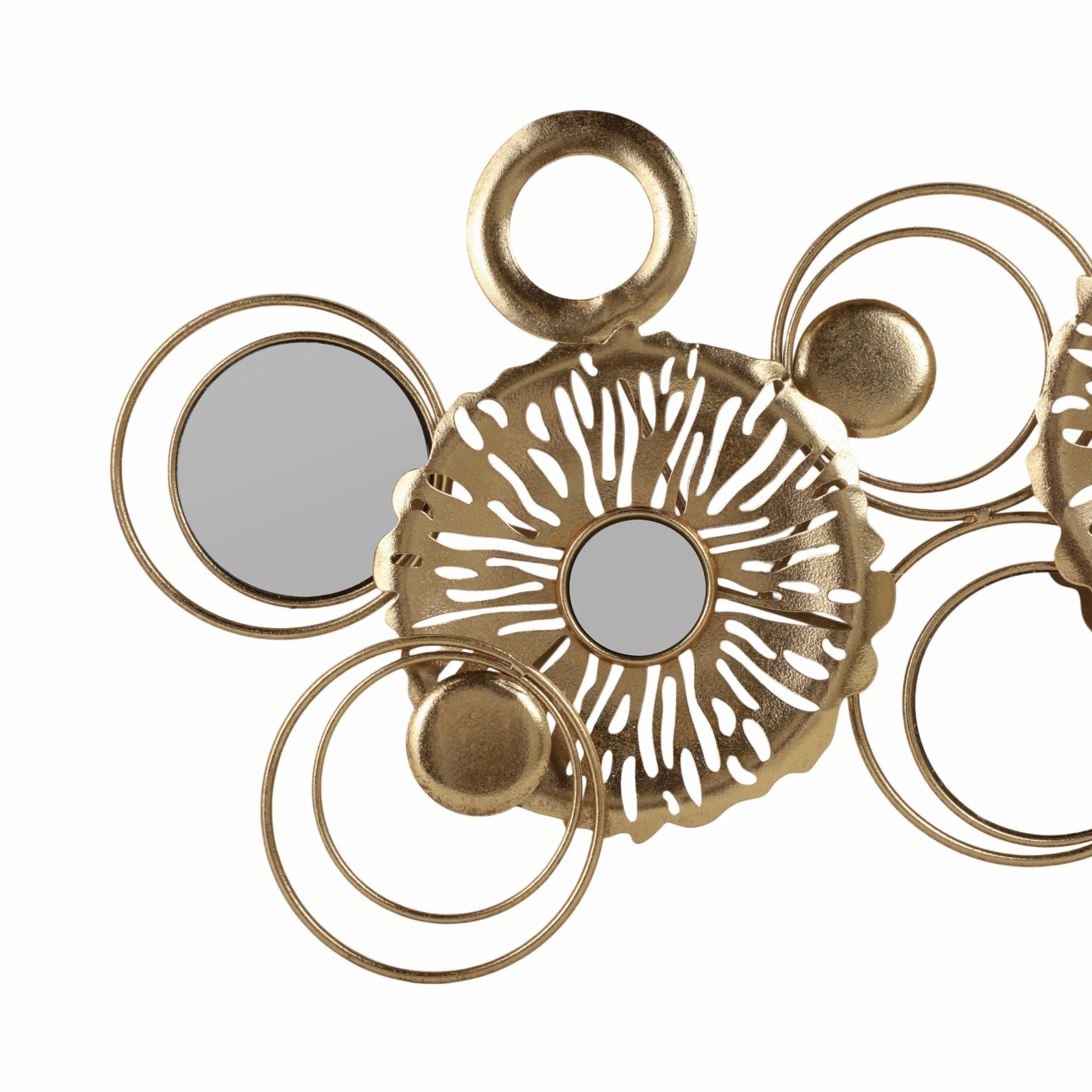 39" Pierced Discs W/ Mirrors Metal Wall, Gold