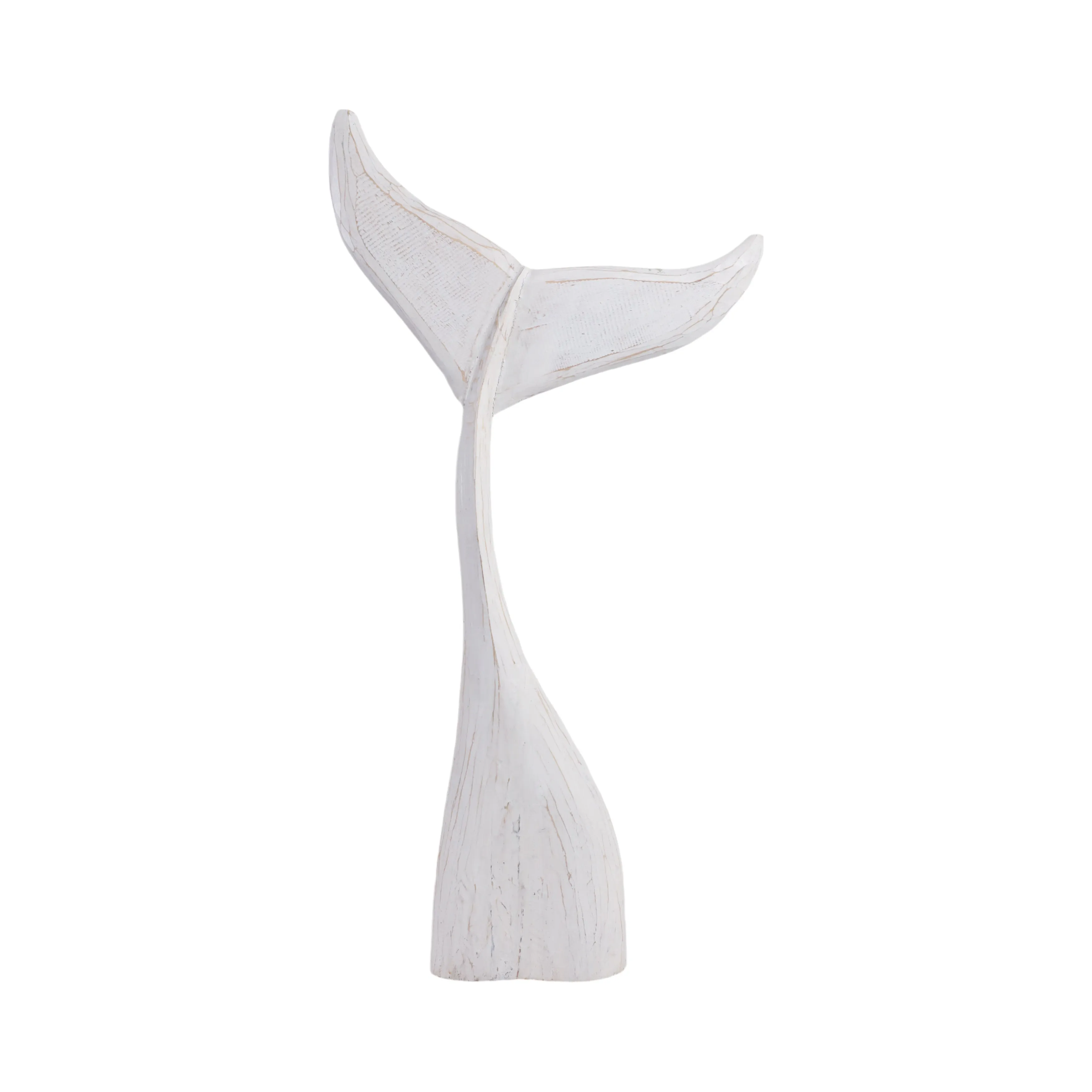 39" Wood Whale Tail Decor, Wht
