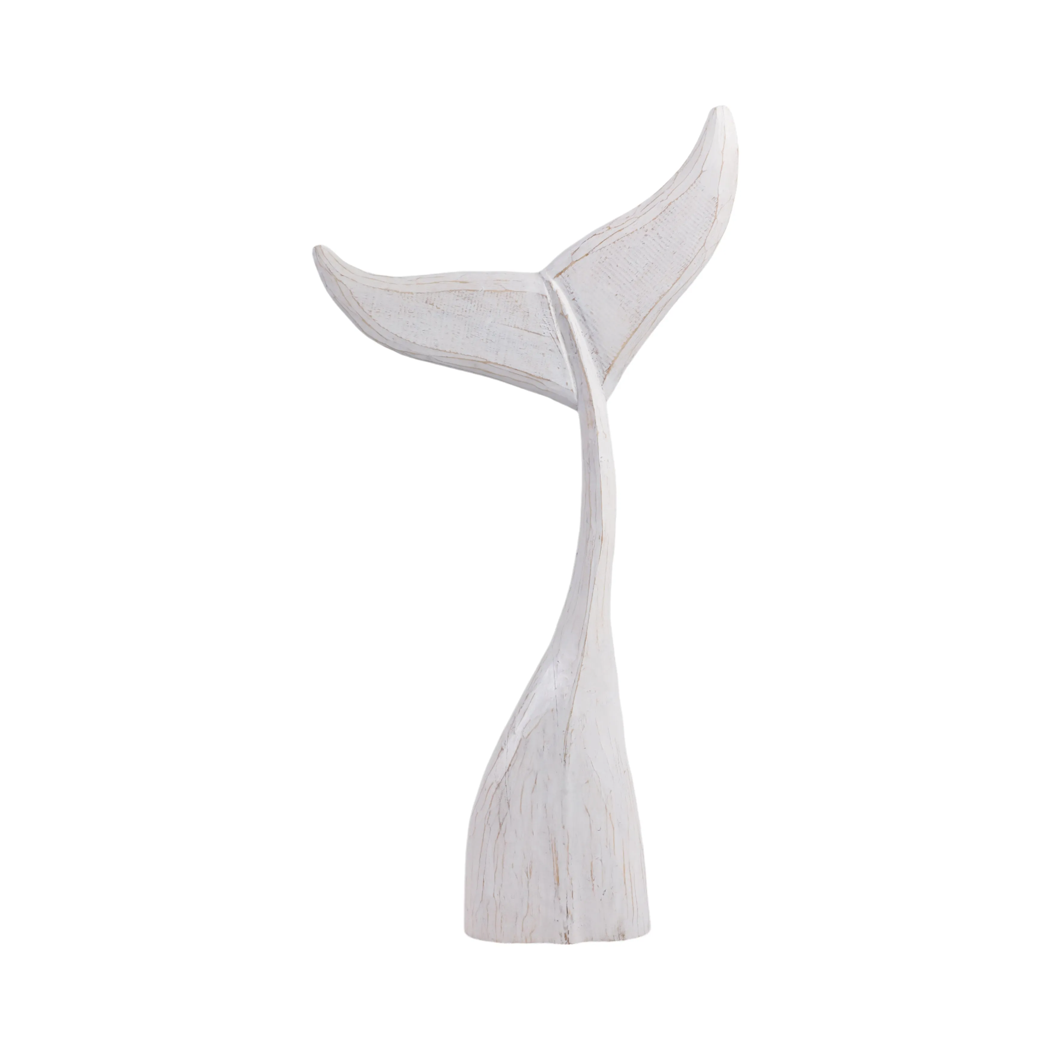 39" Wood Whale Tail Decor, Wht