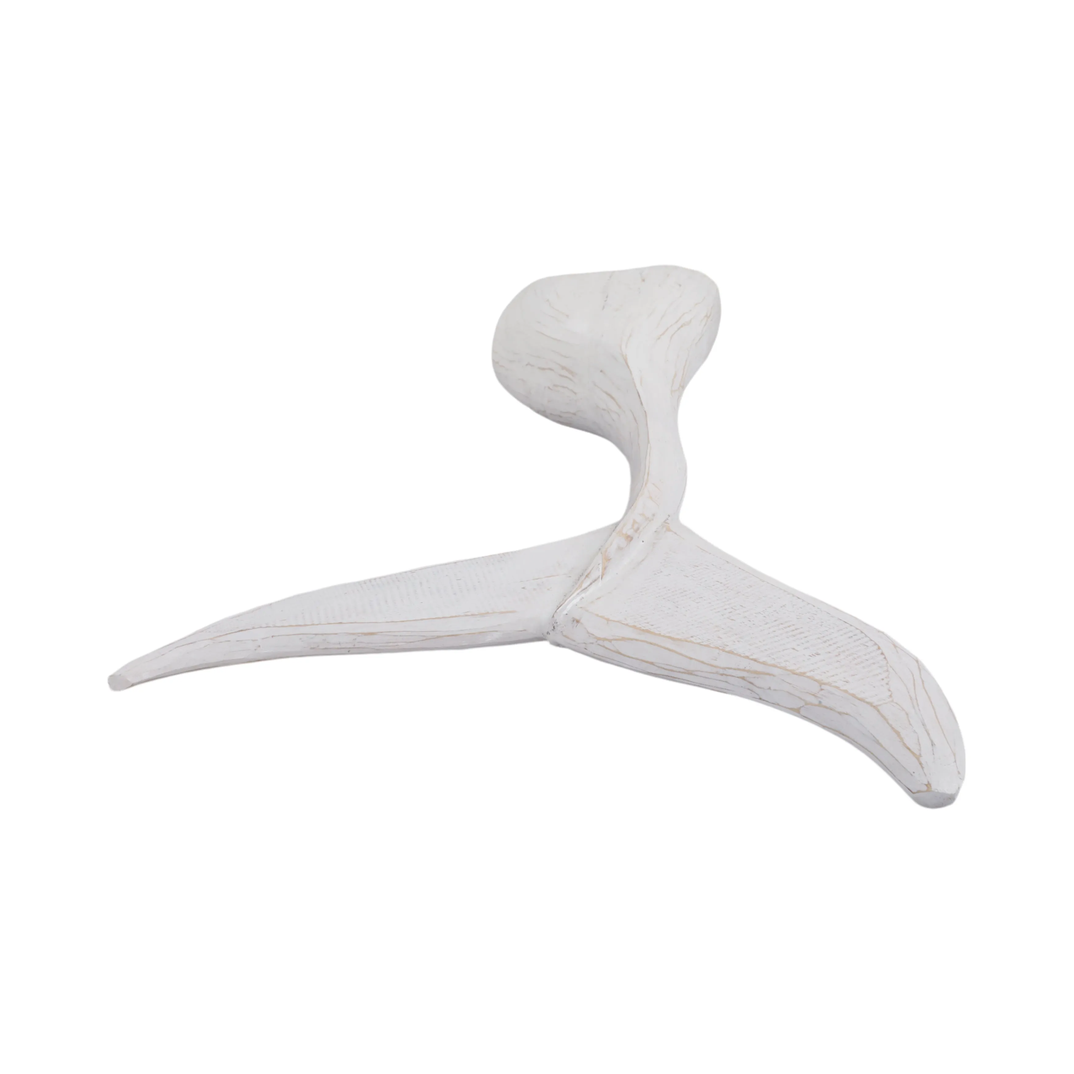 39" Wood Whale Tail Decor, Wht