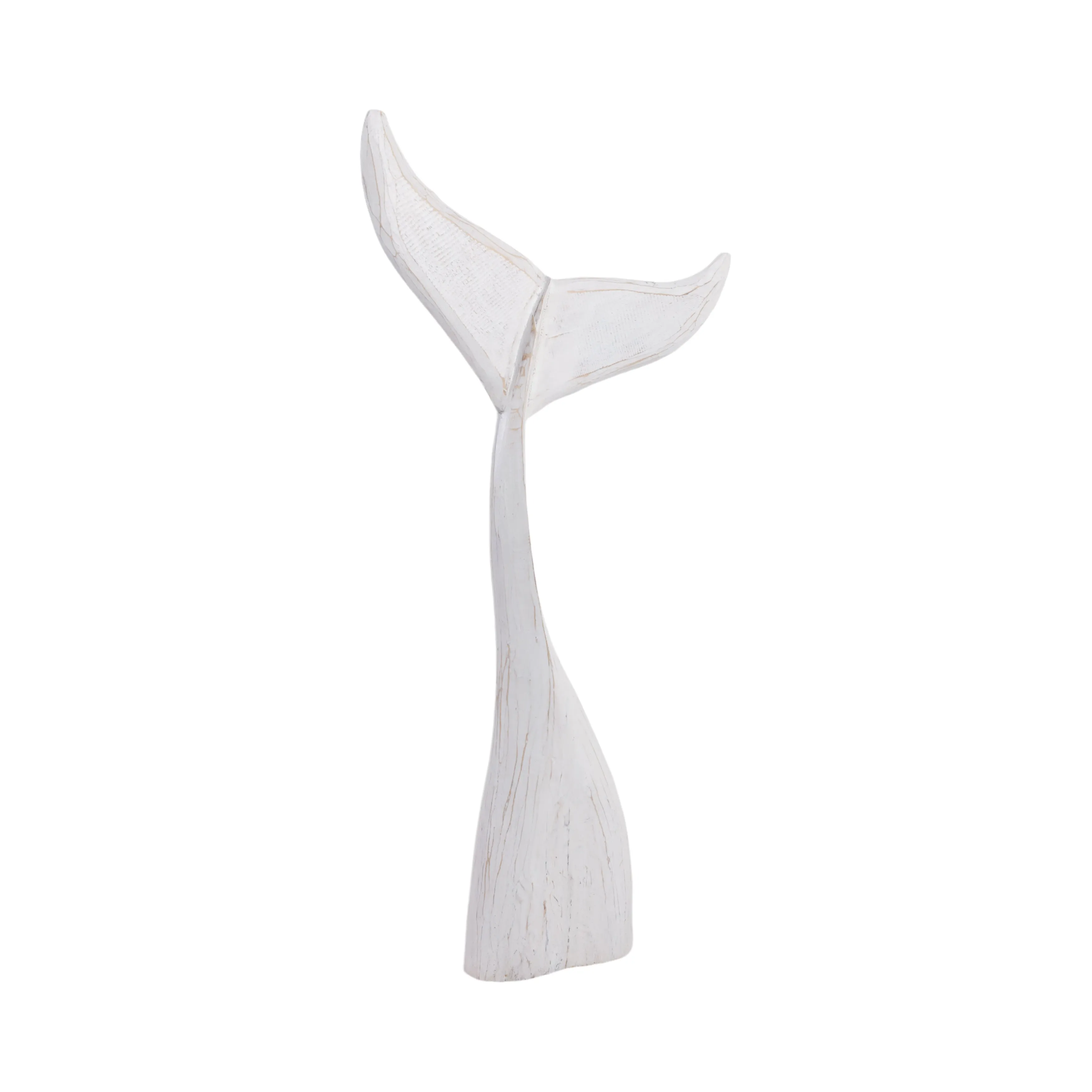 39" Wood Whale Tail Decor, Wht