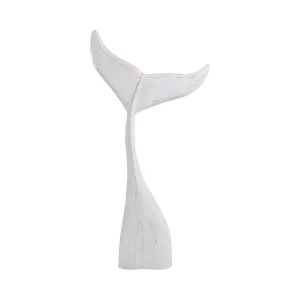 39" Wood Whale Tail Decor, Wht