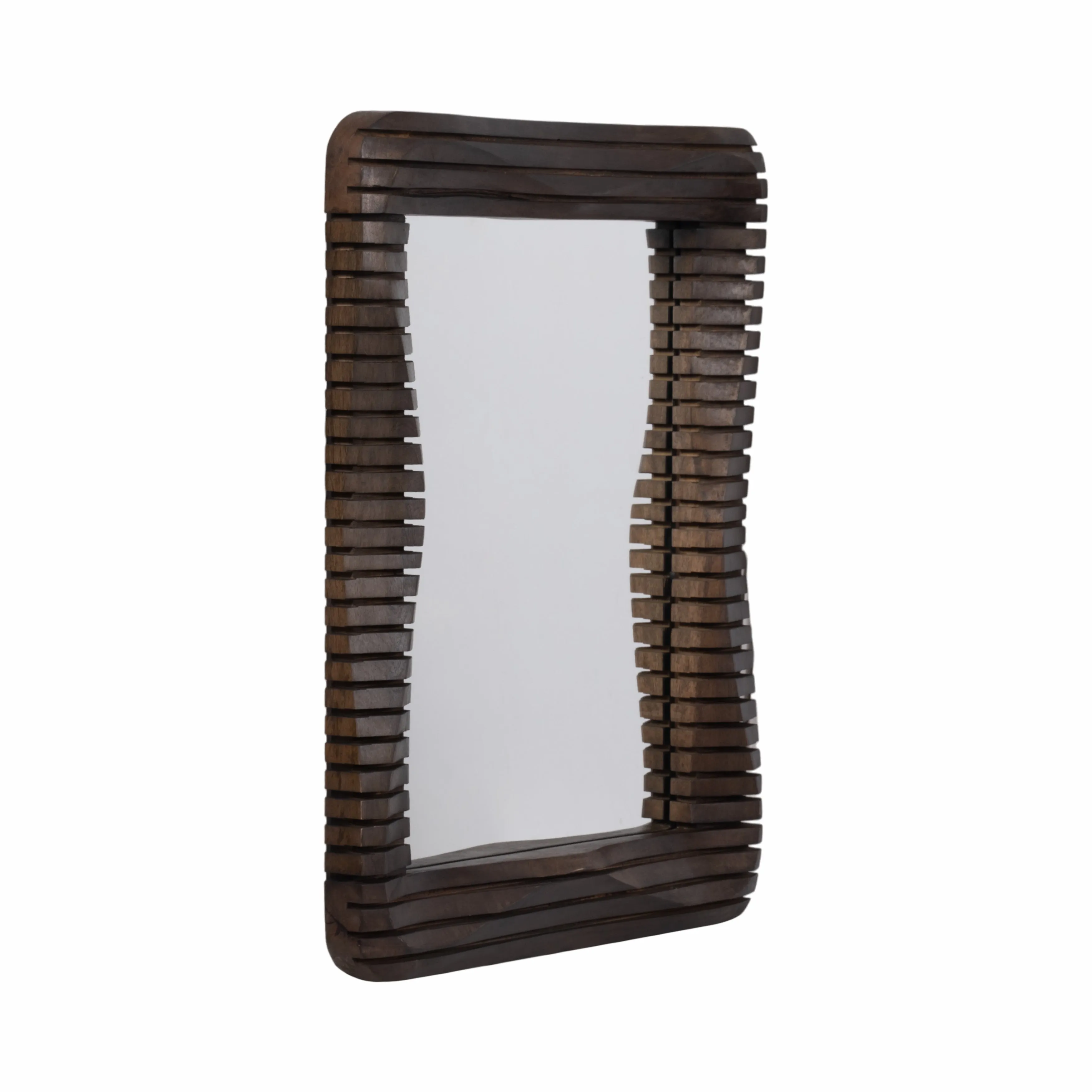 41X30" KENSINGTON SLATTED WOOD MIRROR, BROWN