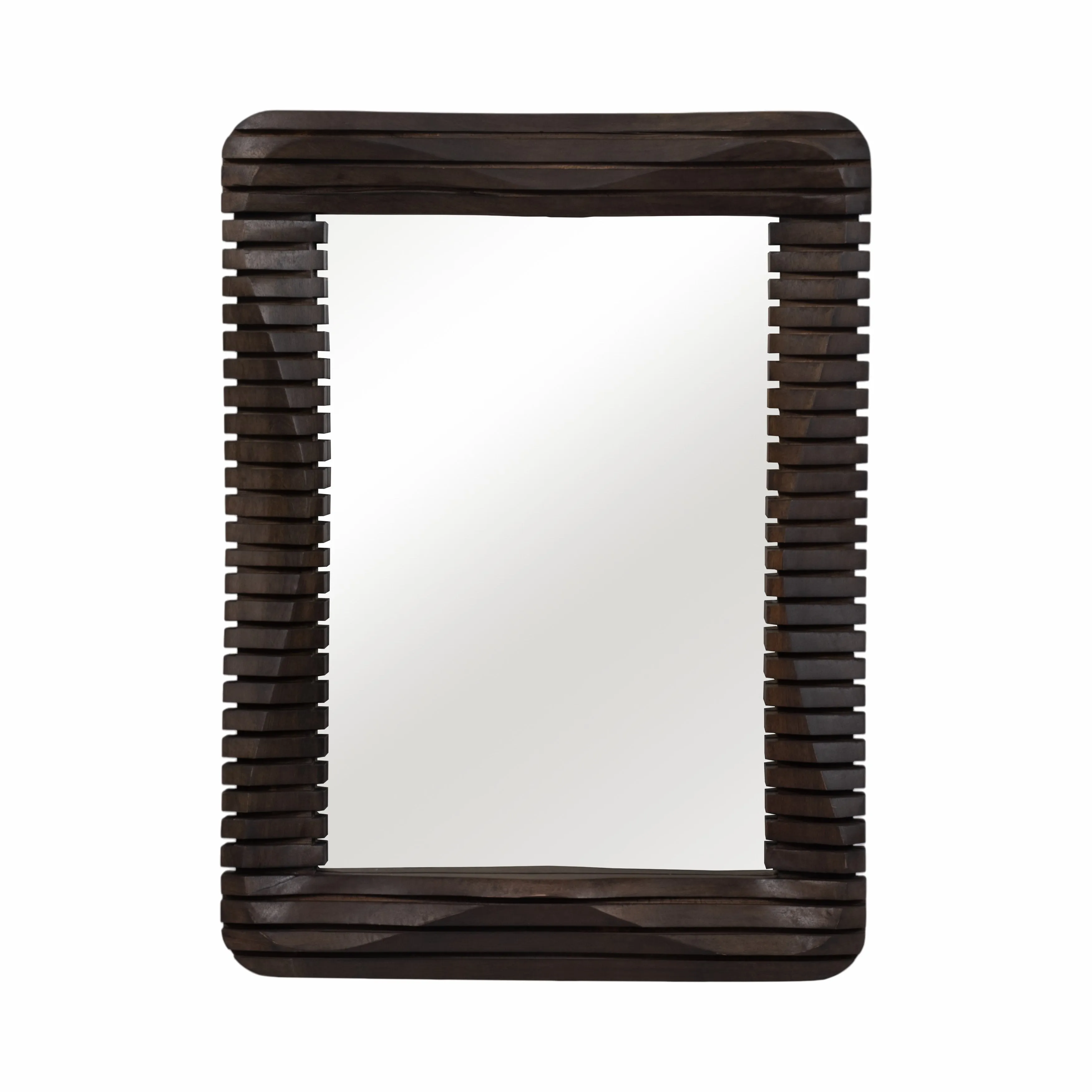 41X30" KENSINGTON SLATTED WOOD MIRROR, BROWN