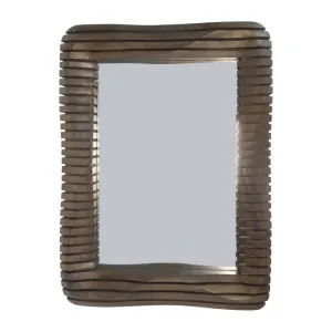 41X30" KENSINGTON SLATTED WOOD MIRROR, BROWN