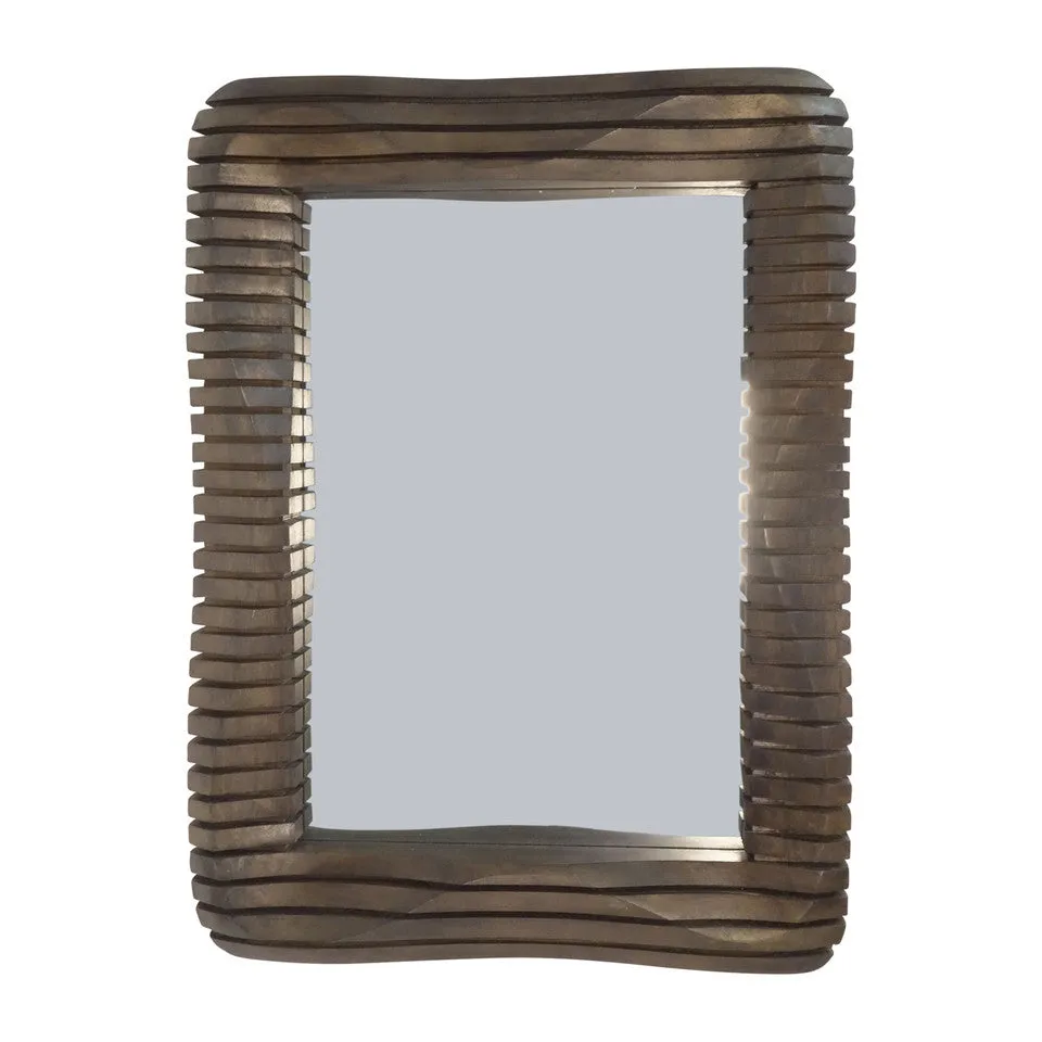 41X30" KENSINGTON SLATTED WOOD MIRROR, BROWN