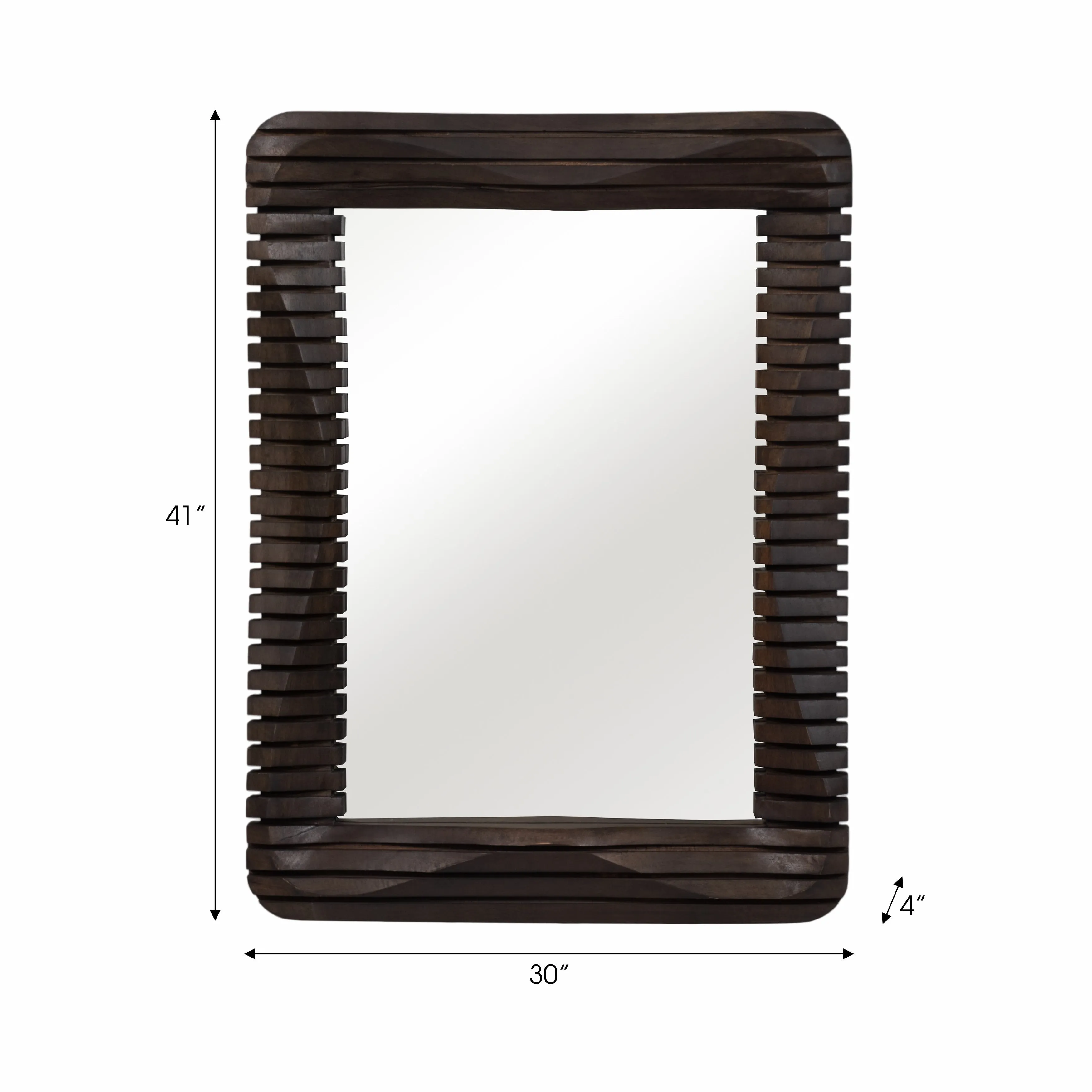 41X30" KENSINGTON SLATTED WOOD MIRROR, BROWN