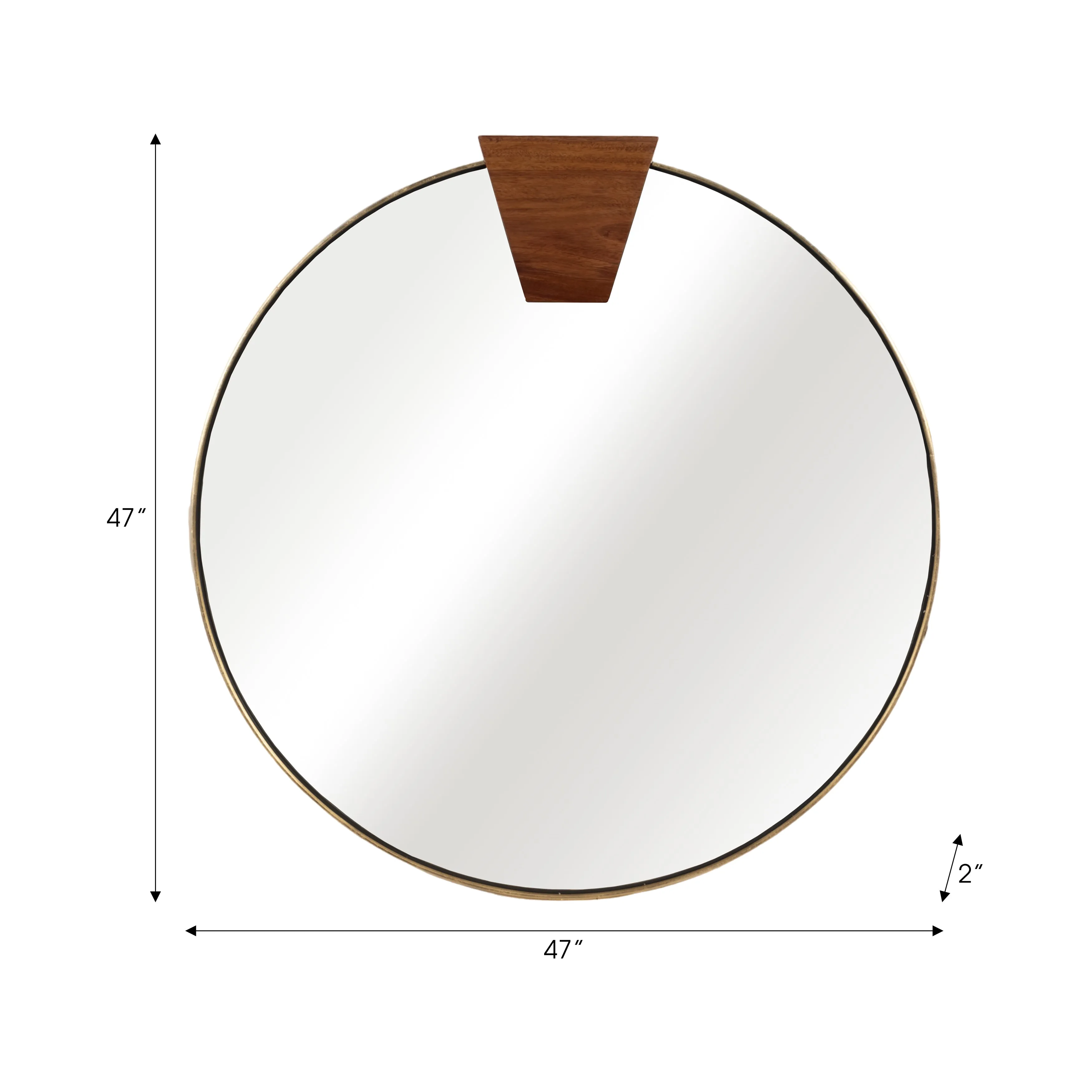 47x47 Round Wood Piece Mirror, Gold