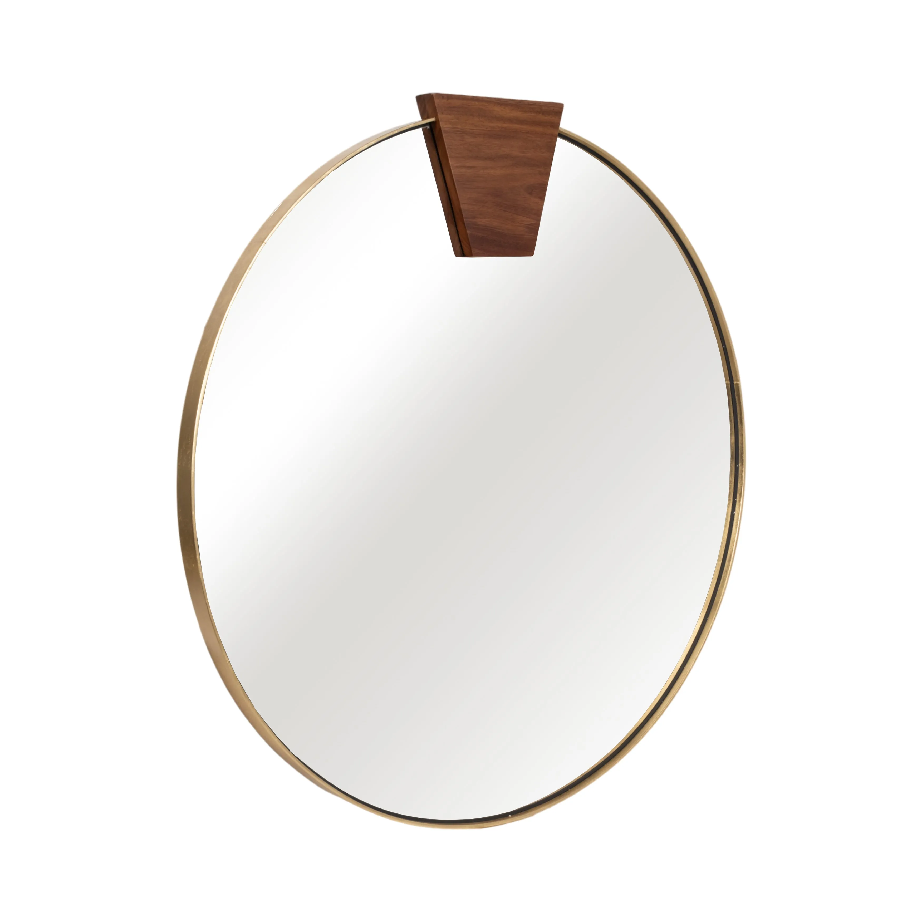 47x47 Round Wood Piece Mirror, Gold