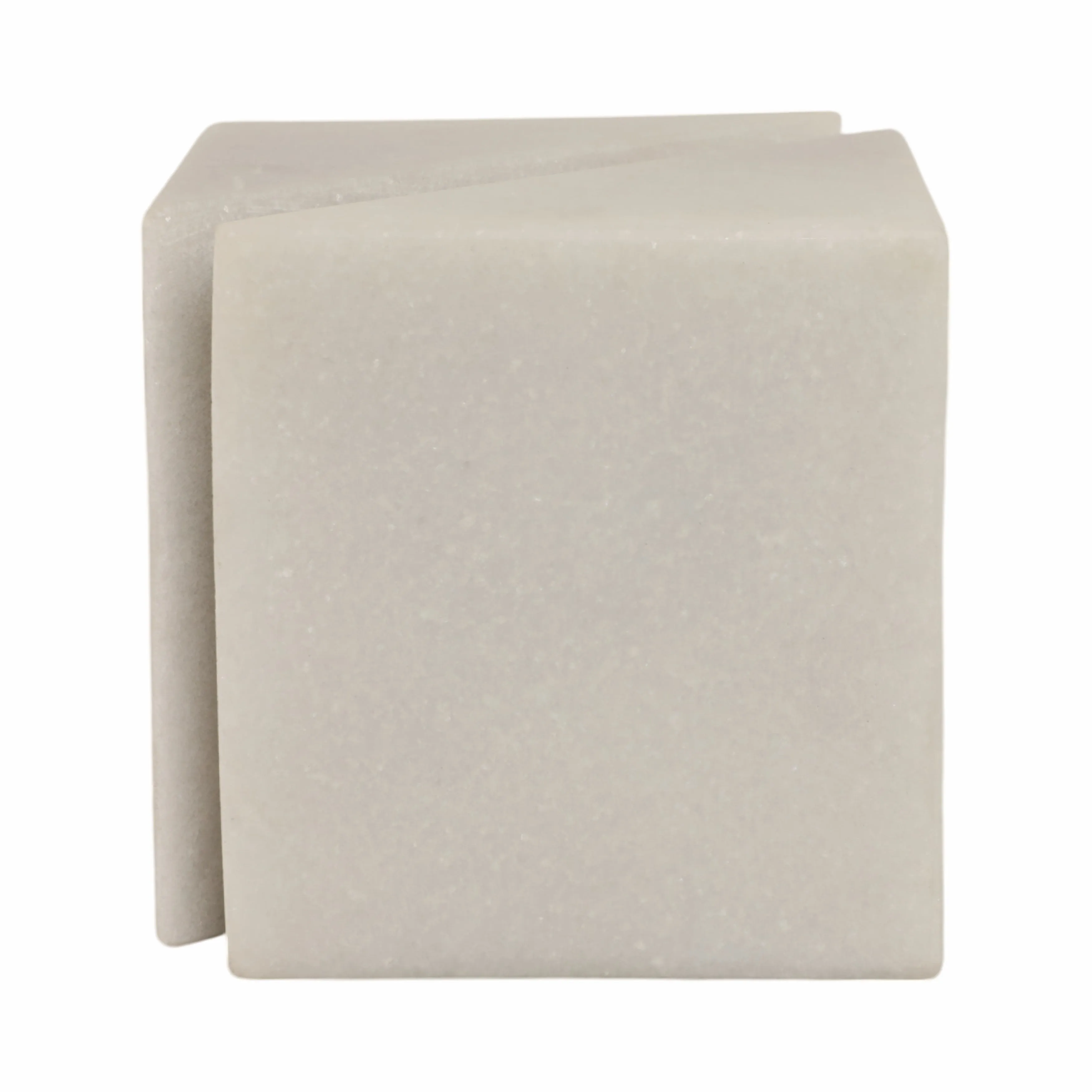 4" Cut Marble Cube, White