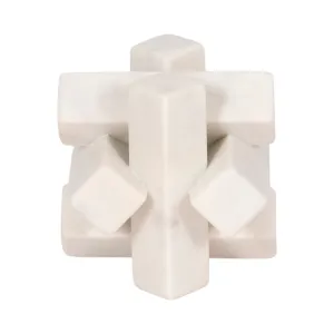4" Marble Geometric Orb, White
