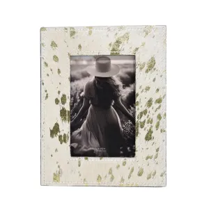 4x6" Hair On Hide Speckled Photo Frame, Tan