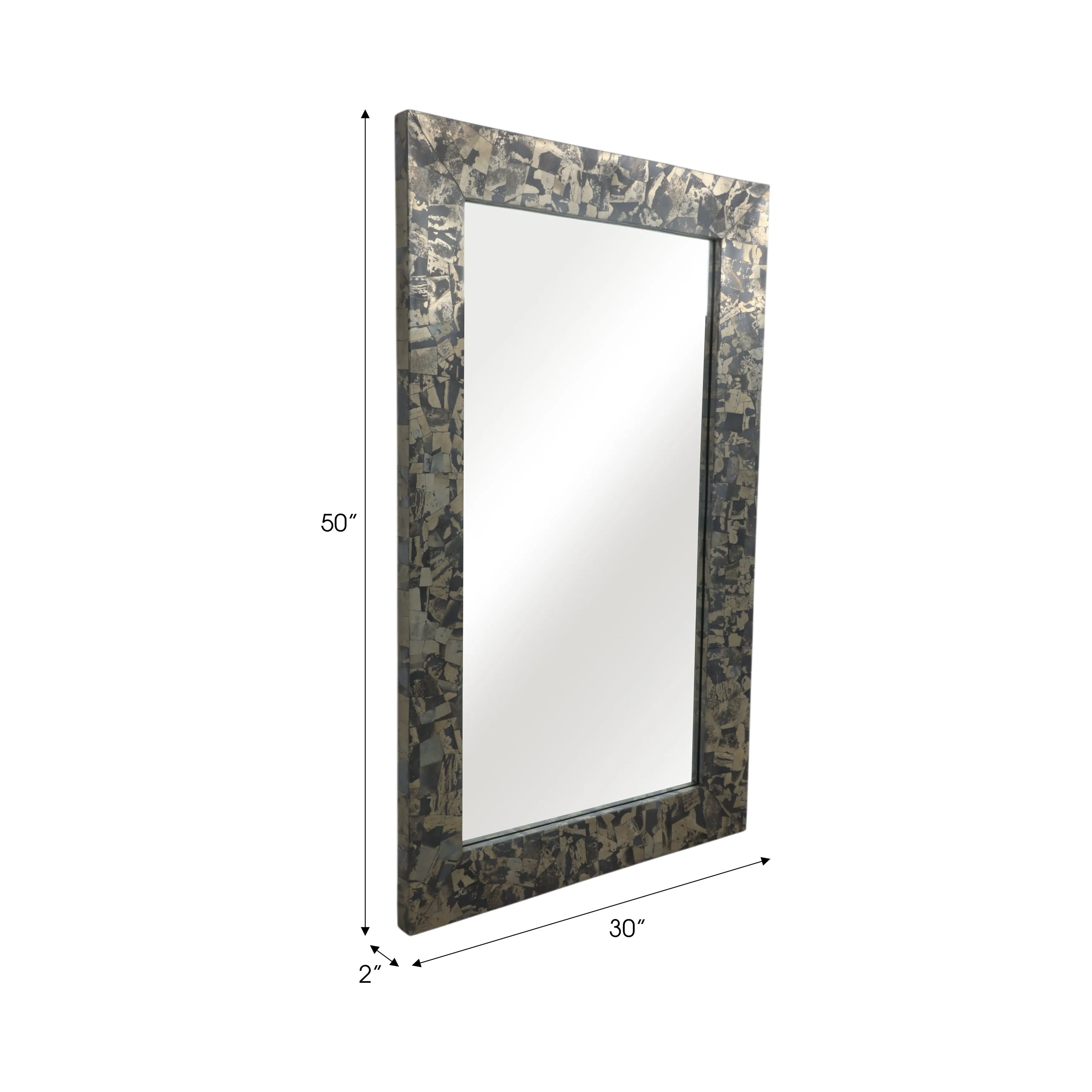50x30"livio Pyrite Semi-prcous Stne&wd Wall Mirror
