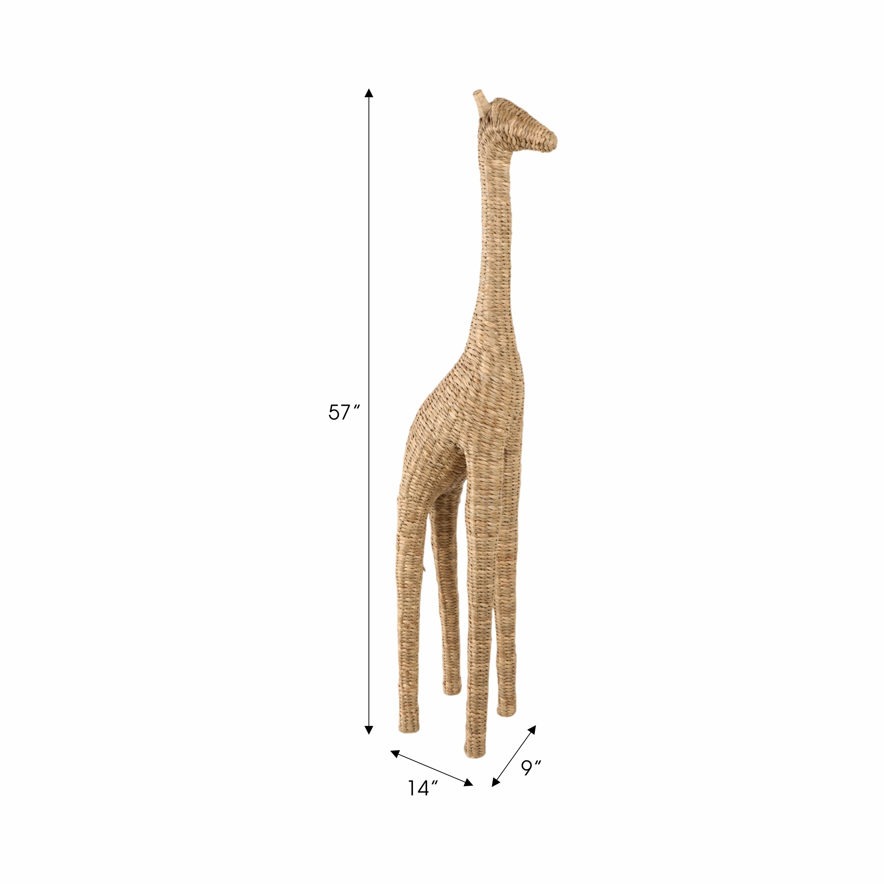 57" Woven Mendong Giraffe, Natural
