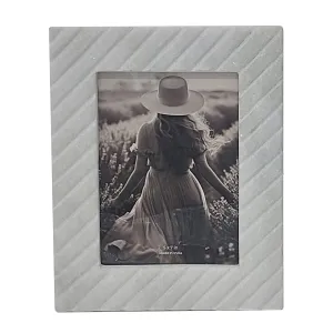 5x7 Marble Border Photo Frame, White
