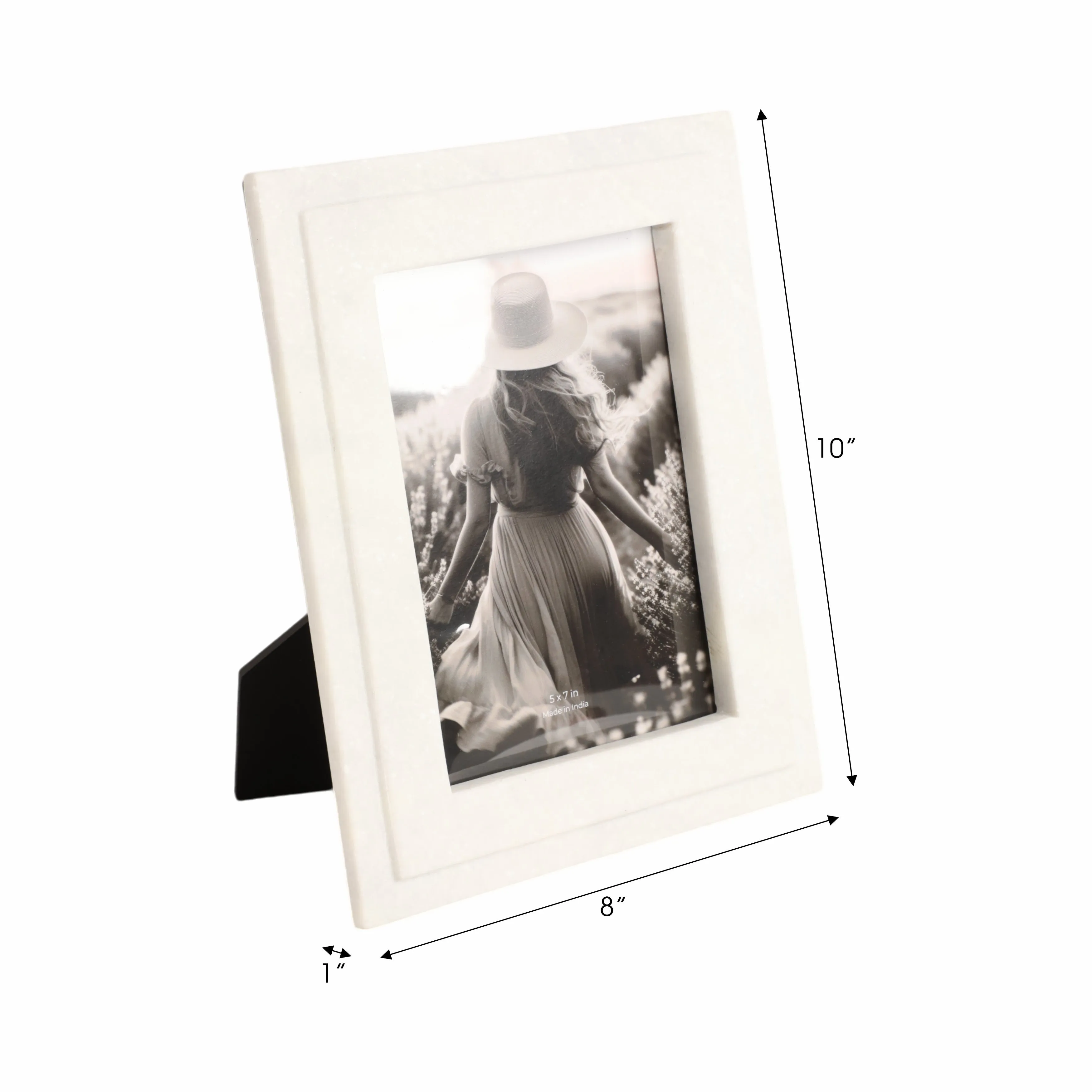 5x7 Marble Border Photo Frame, White