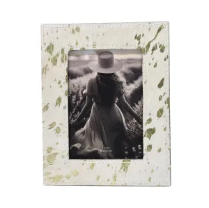 5x7" Hair On Hide Speckled Photo Frame, Tan