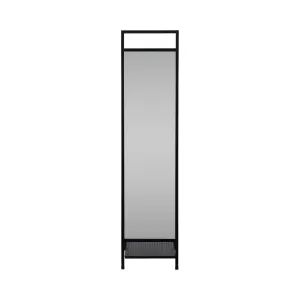 63" Standing Mirror W/ Hooks, Black