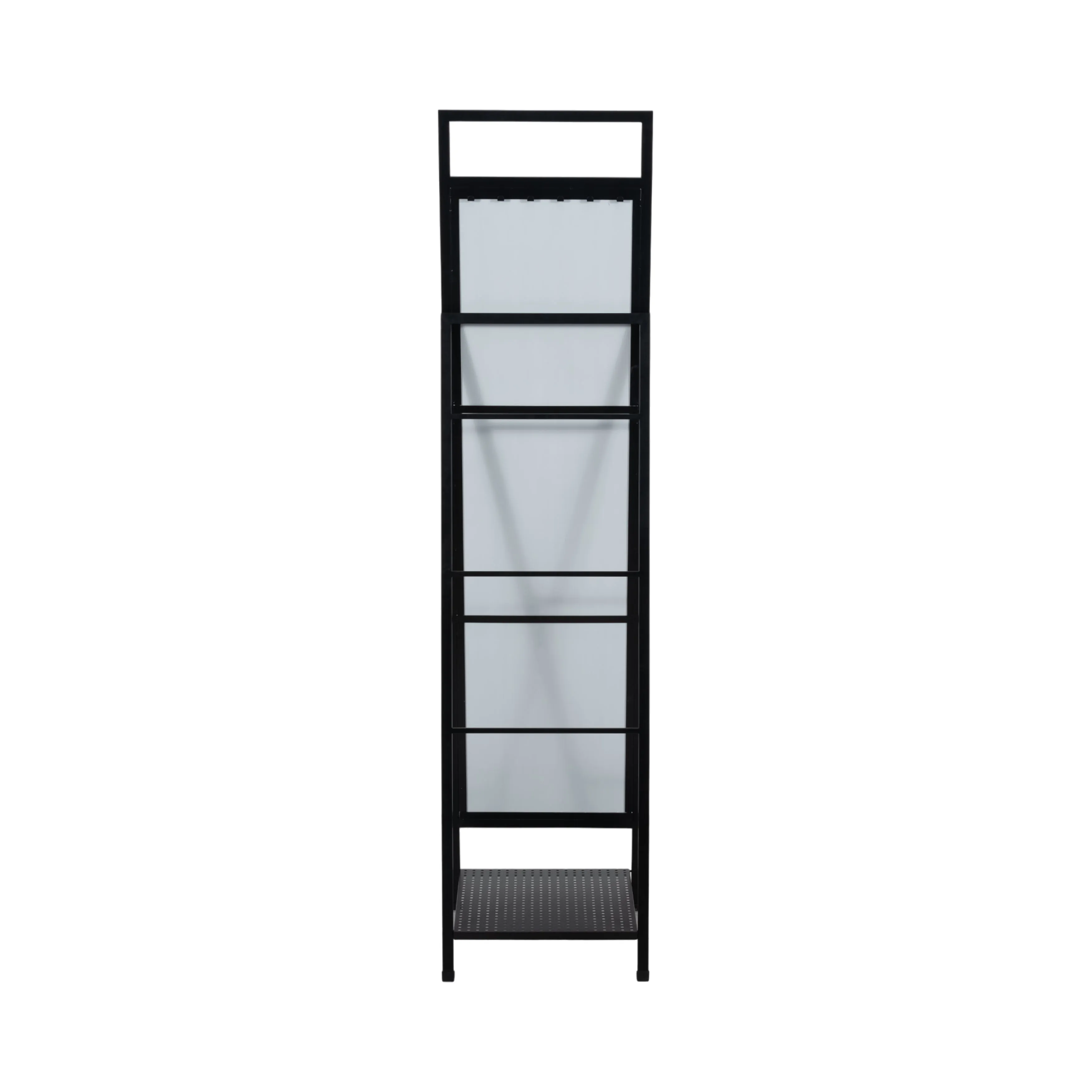 63" Standing Mirror W/ Hooks, Black