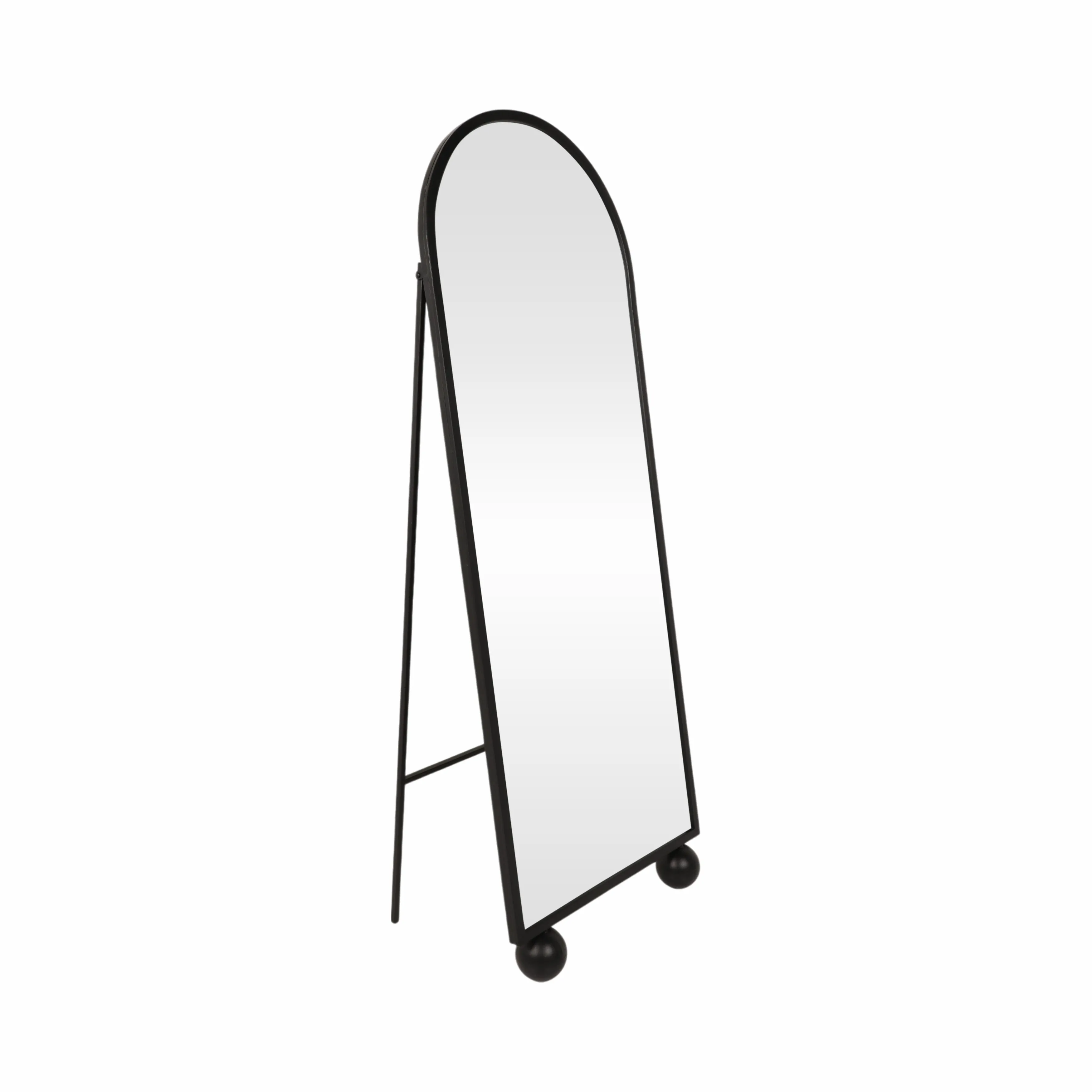 66" Mirror On Stand With Ball Feet, Black
