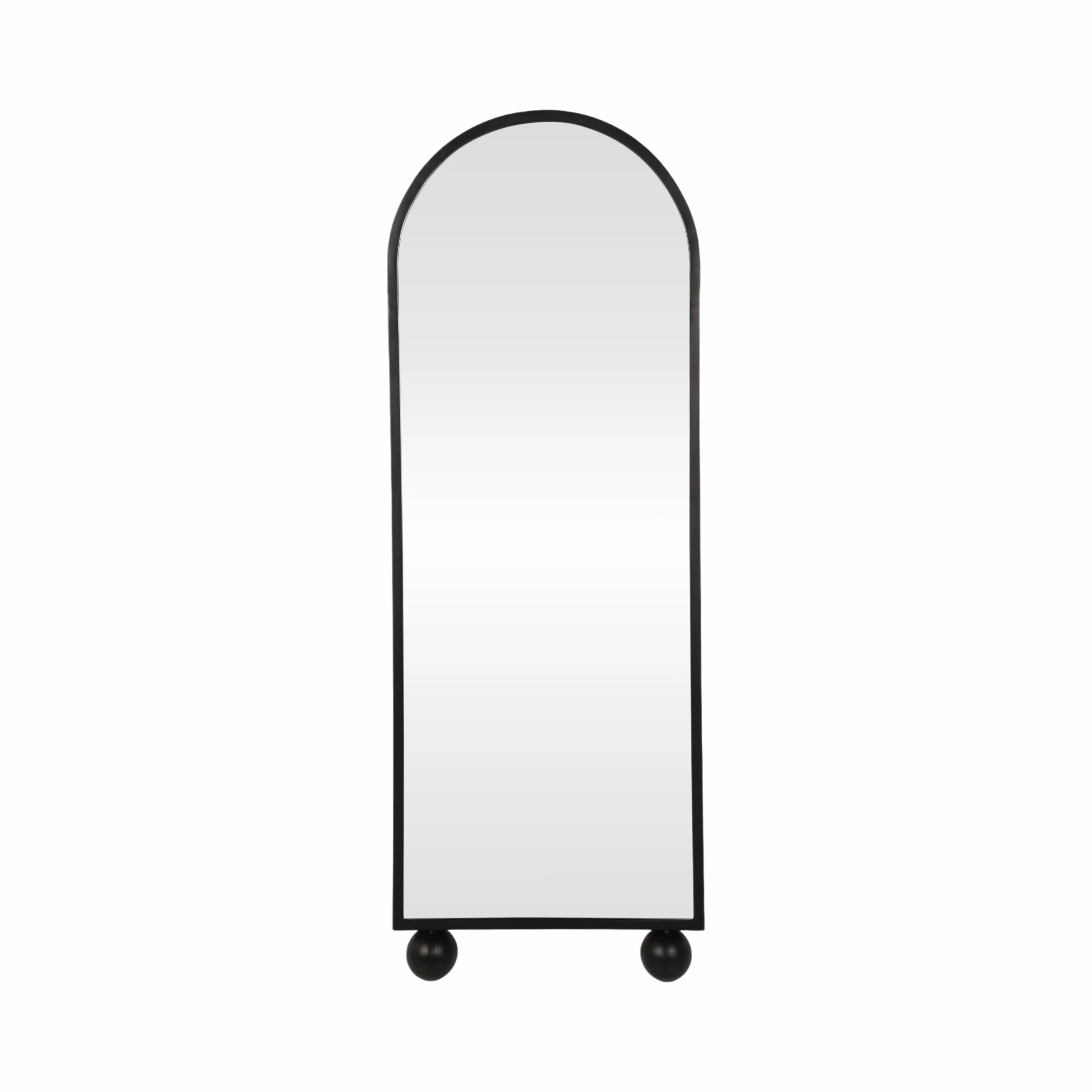 66" Mirror On Stand With Ball Feet, Black