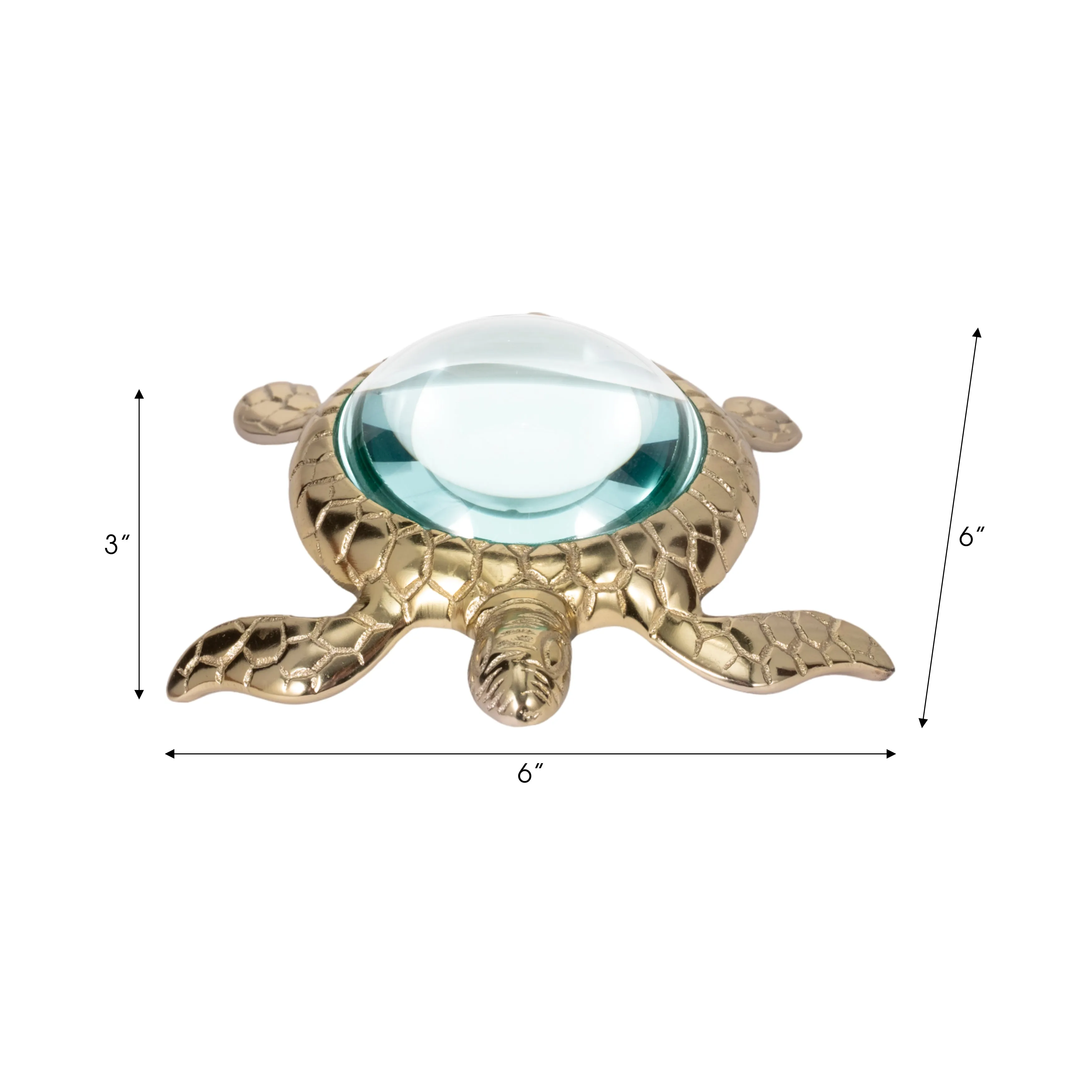 6" Sea Turtle Magnifying Glass, Gold