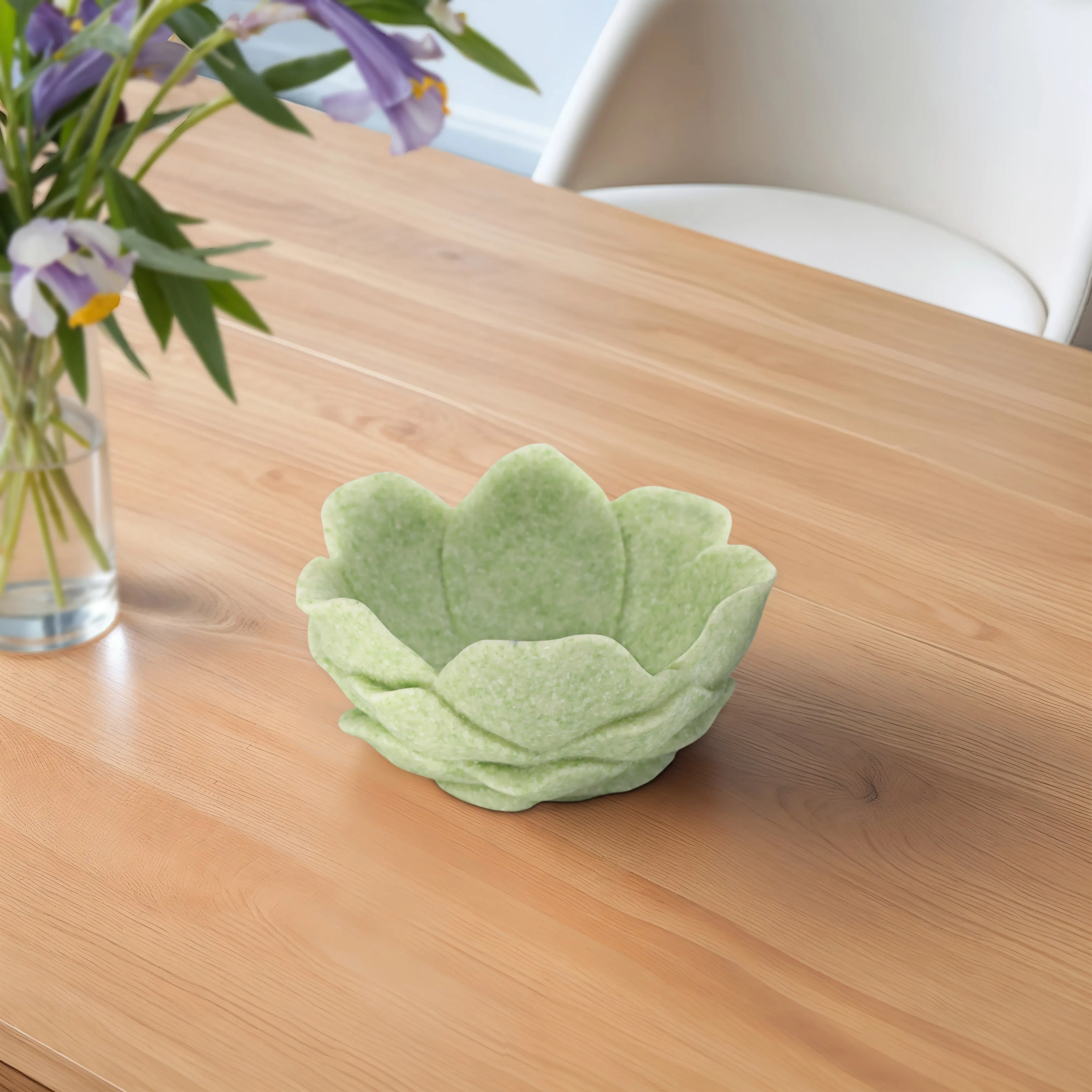 6" Zelen Green Quartz Resin Flower Bowl