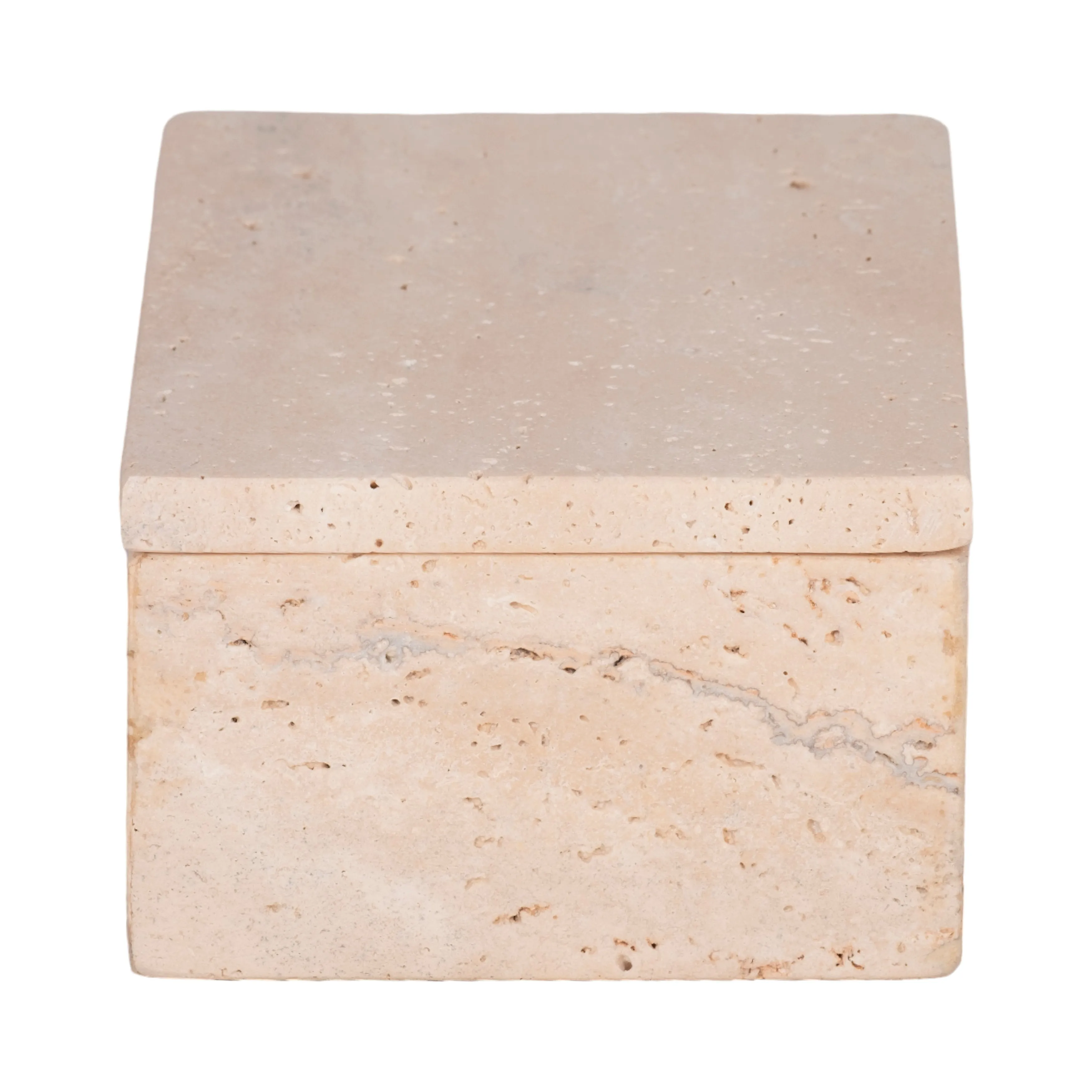 7" Travertine Box, Tan