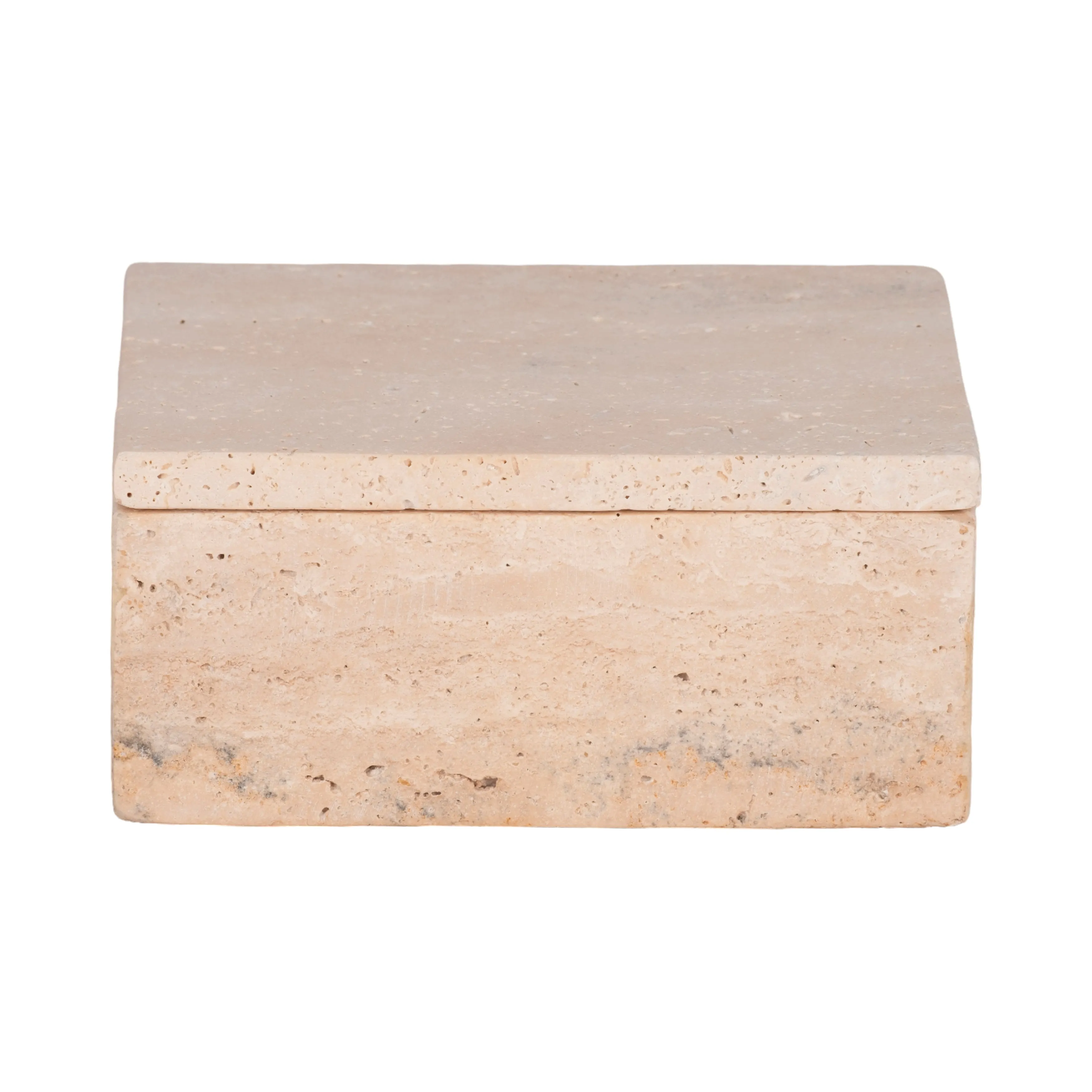 7" Travertine Box, Tan