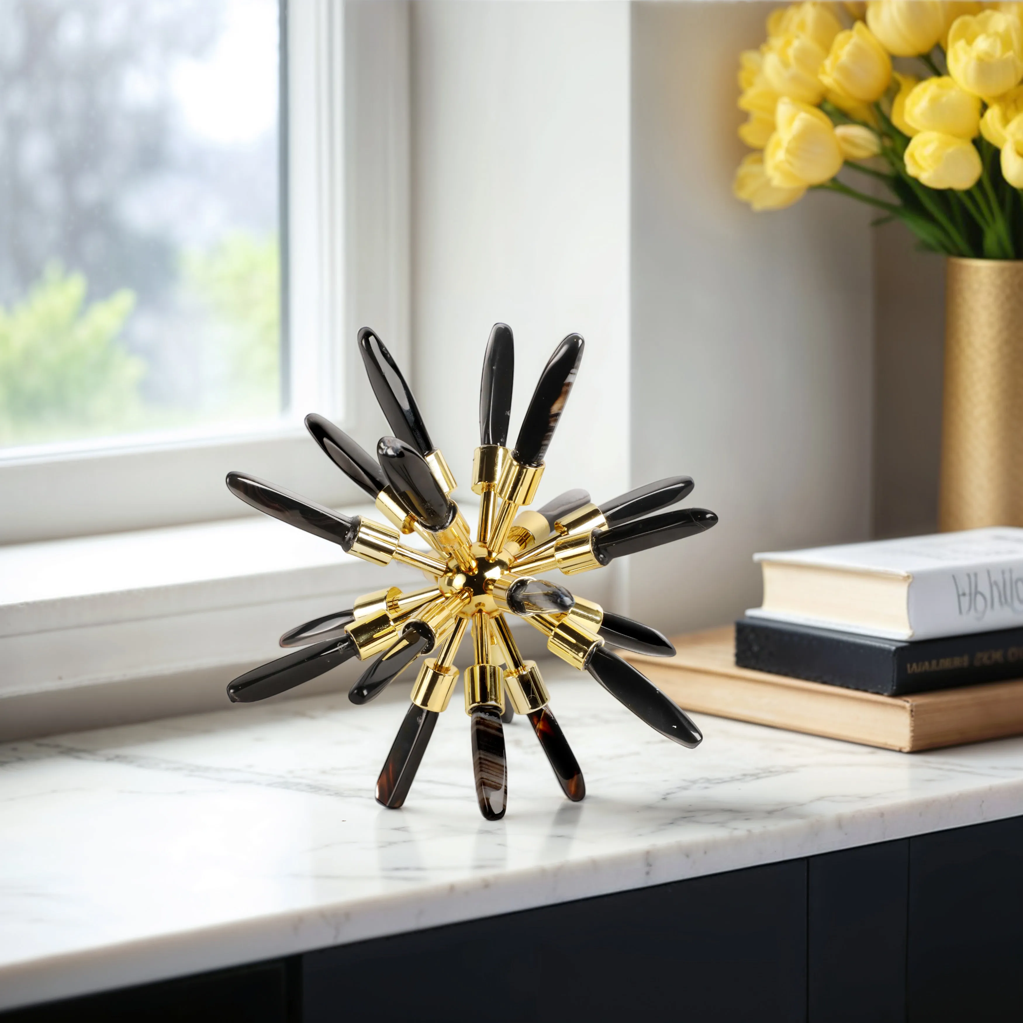 8" Fiona Small Black Stone Starburst Statuary Kd