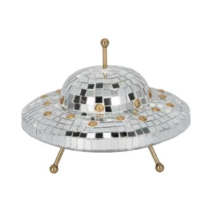 8" Mosaic Disco Spaceship, Silver