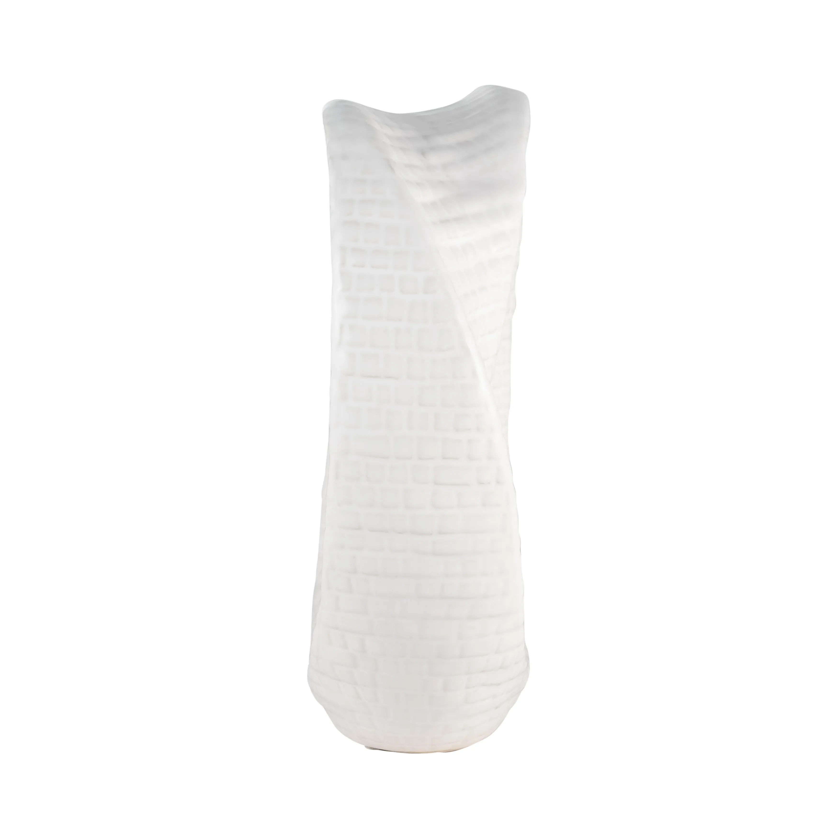 8" TEXTURED TABLE TOP DECO, WHITE